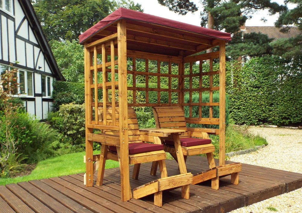 Henley Garden Tete a Tete by Charles Taylor - 2 Seats burgundy Cushions - Image 4