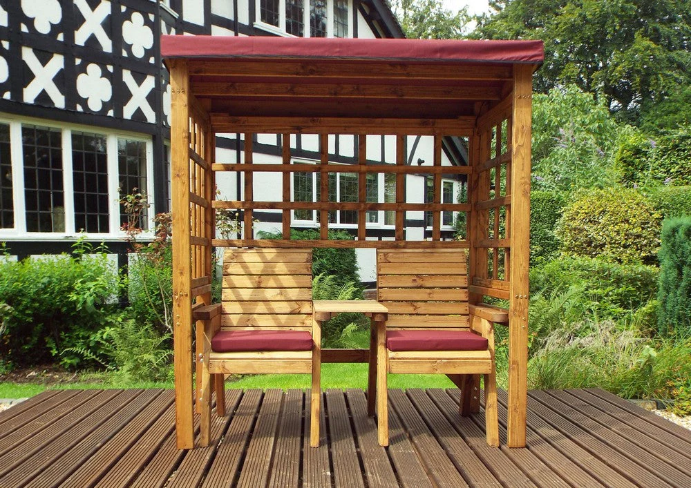 Henley Garden Tete a Tete by Charles Taylor - 2 Seats burgundy Cushions - Image 5