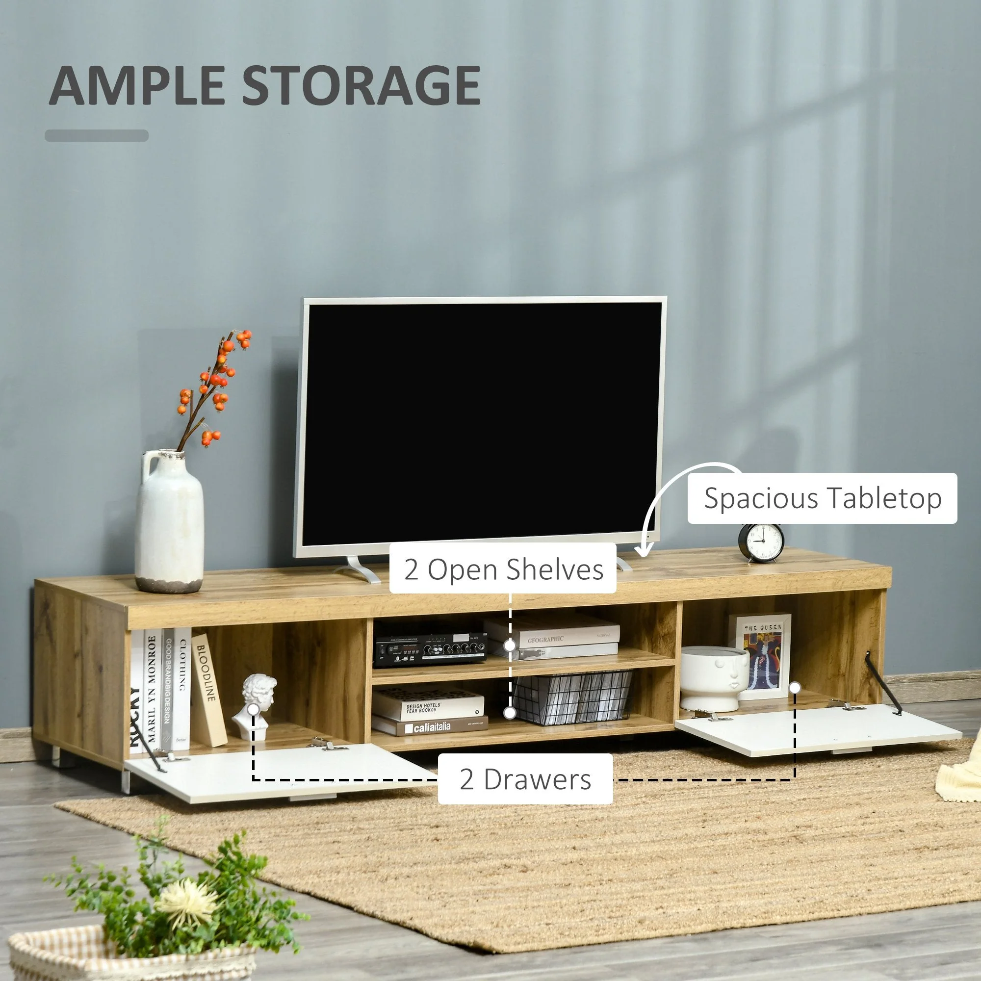 Herringbone Pattern TV Cabinet - Image 3