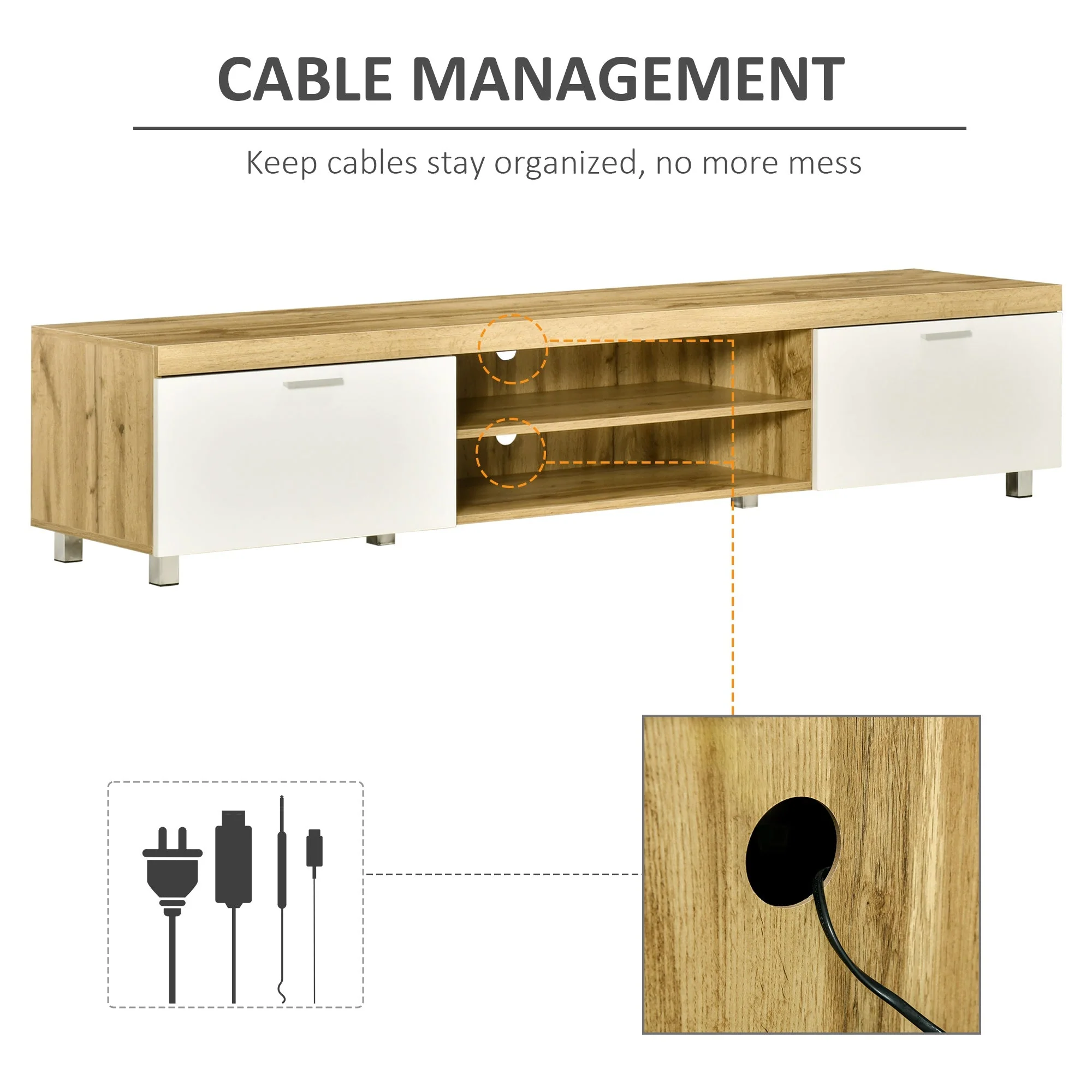 Herringbone Pattern TV Cabinet - Image 4