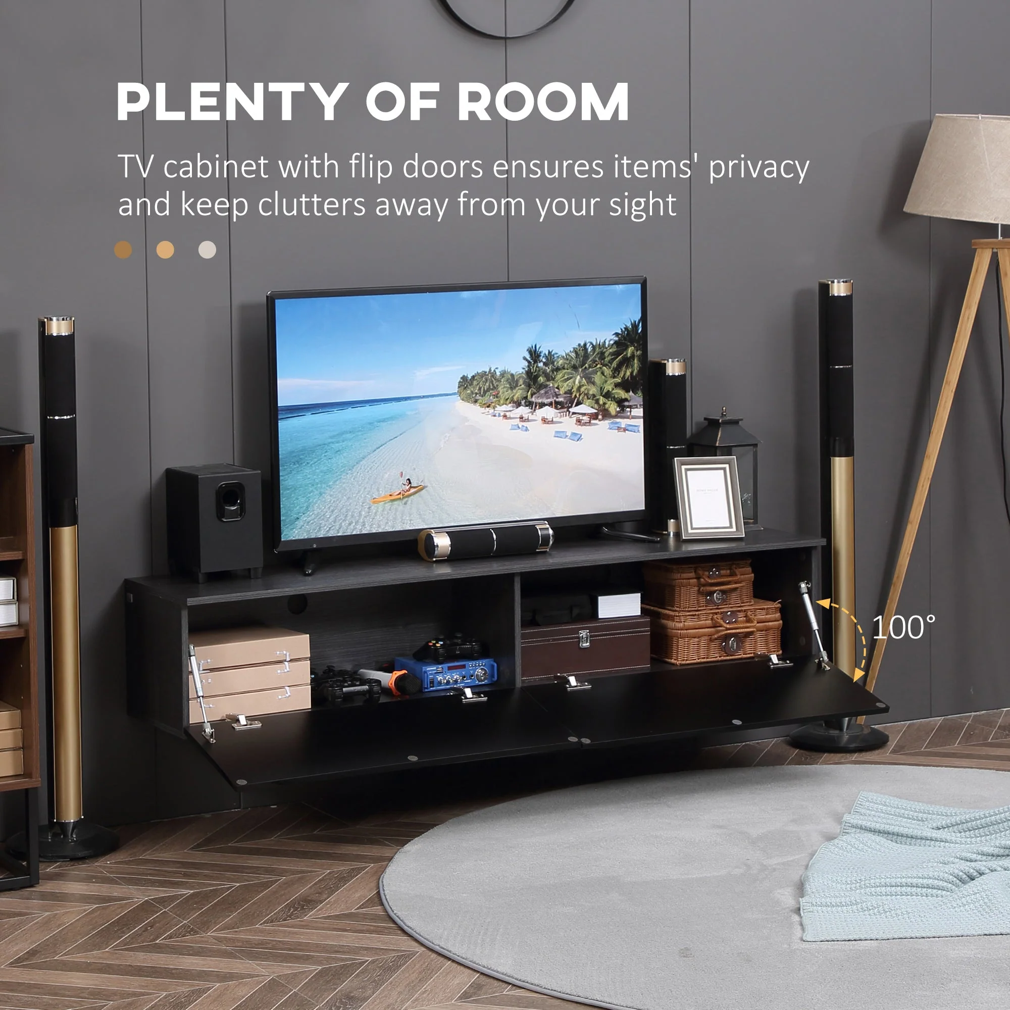 High Gloss Floating TV Unit Stand for TVs up to 70" - Image 4