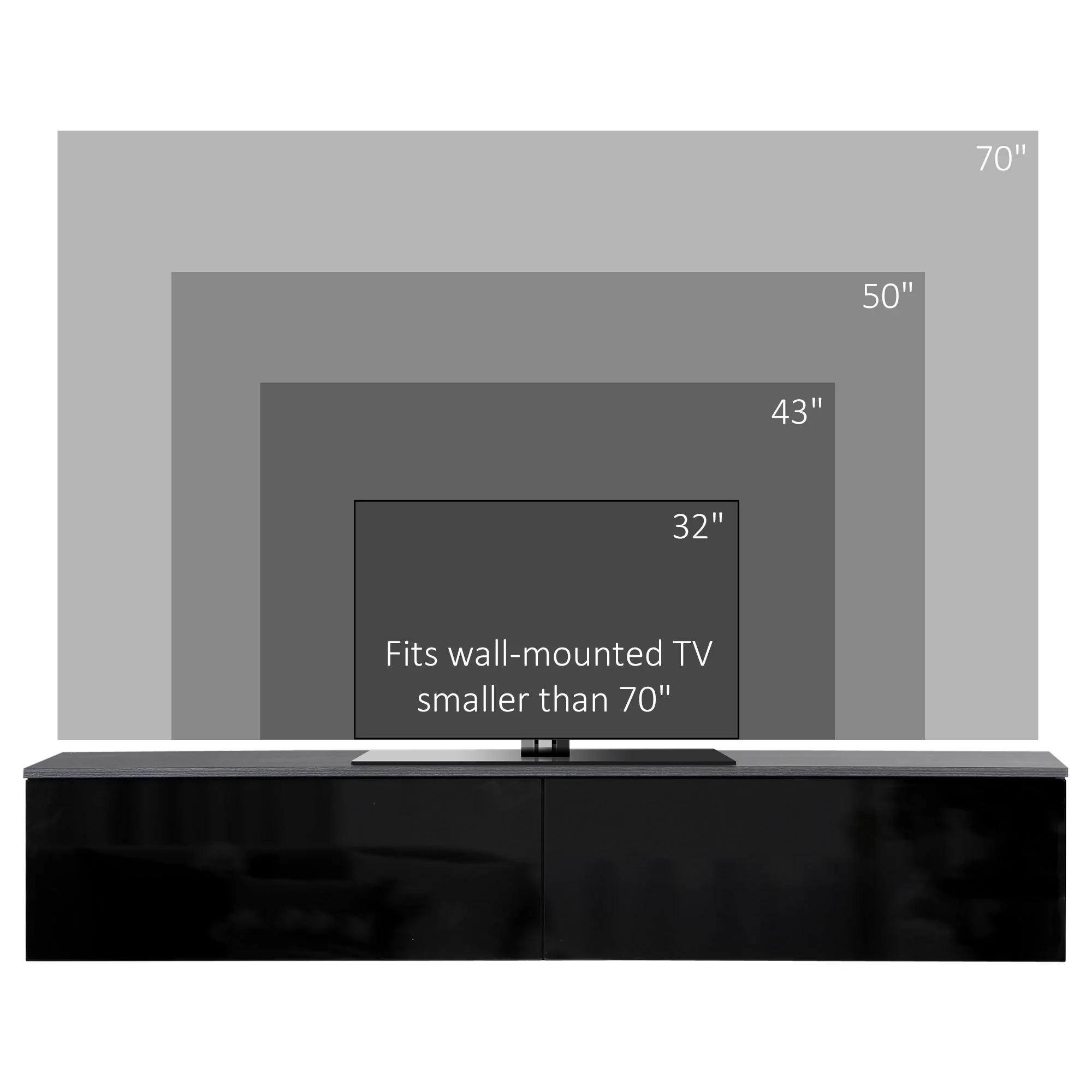 High Gloss Floating TV Unit Stand for TVs up to 70" - Image 5