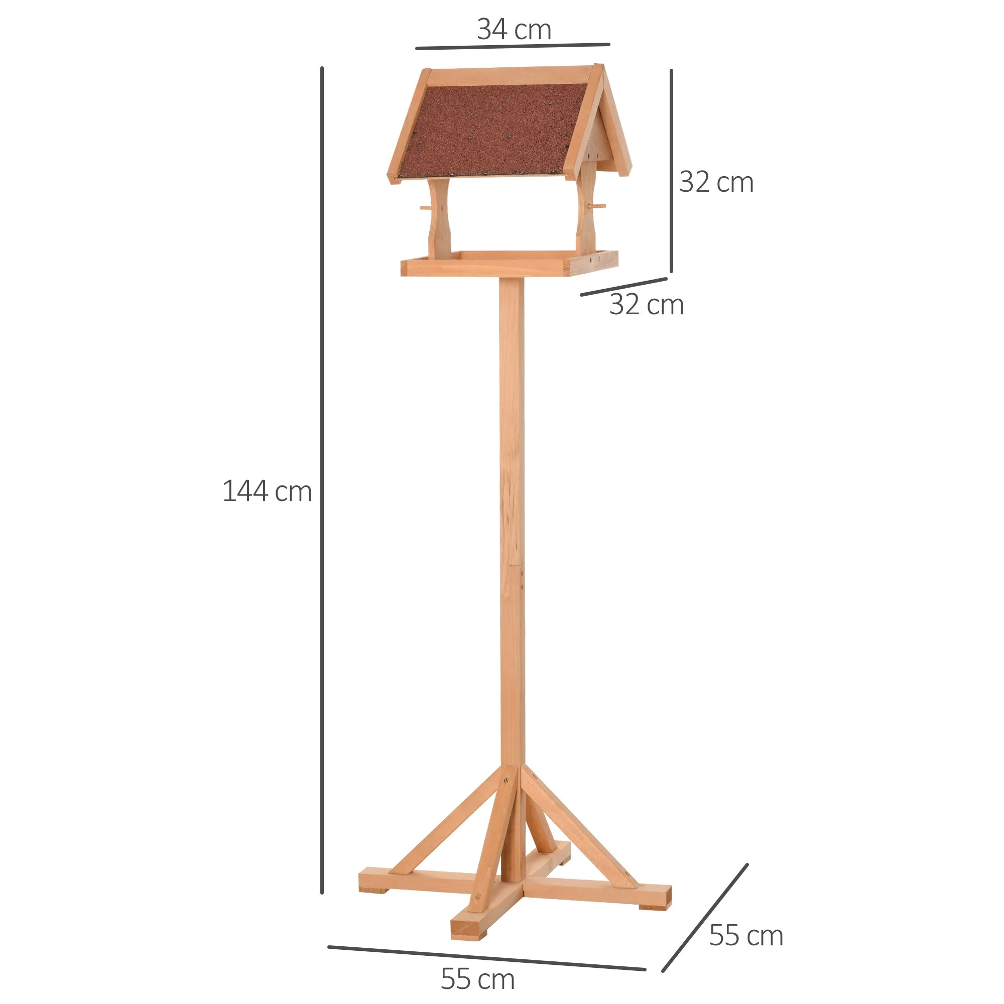 High Rise 144cm Bird Feeder Table Natural by Pawhut - Image 3