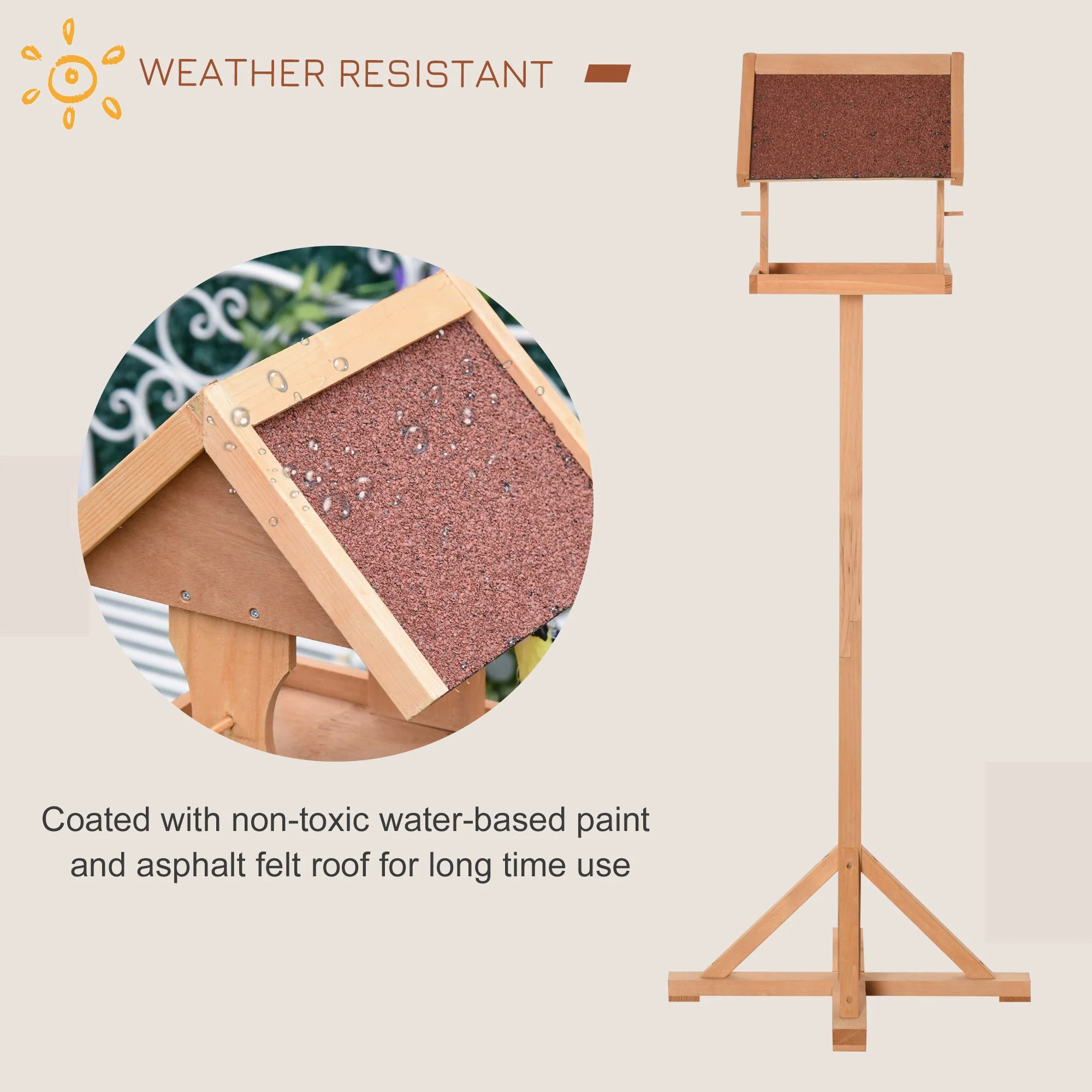 High Rise 144cm Bird Feeder Table Natural by Pawhut - Image 5