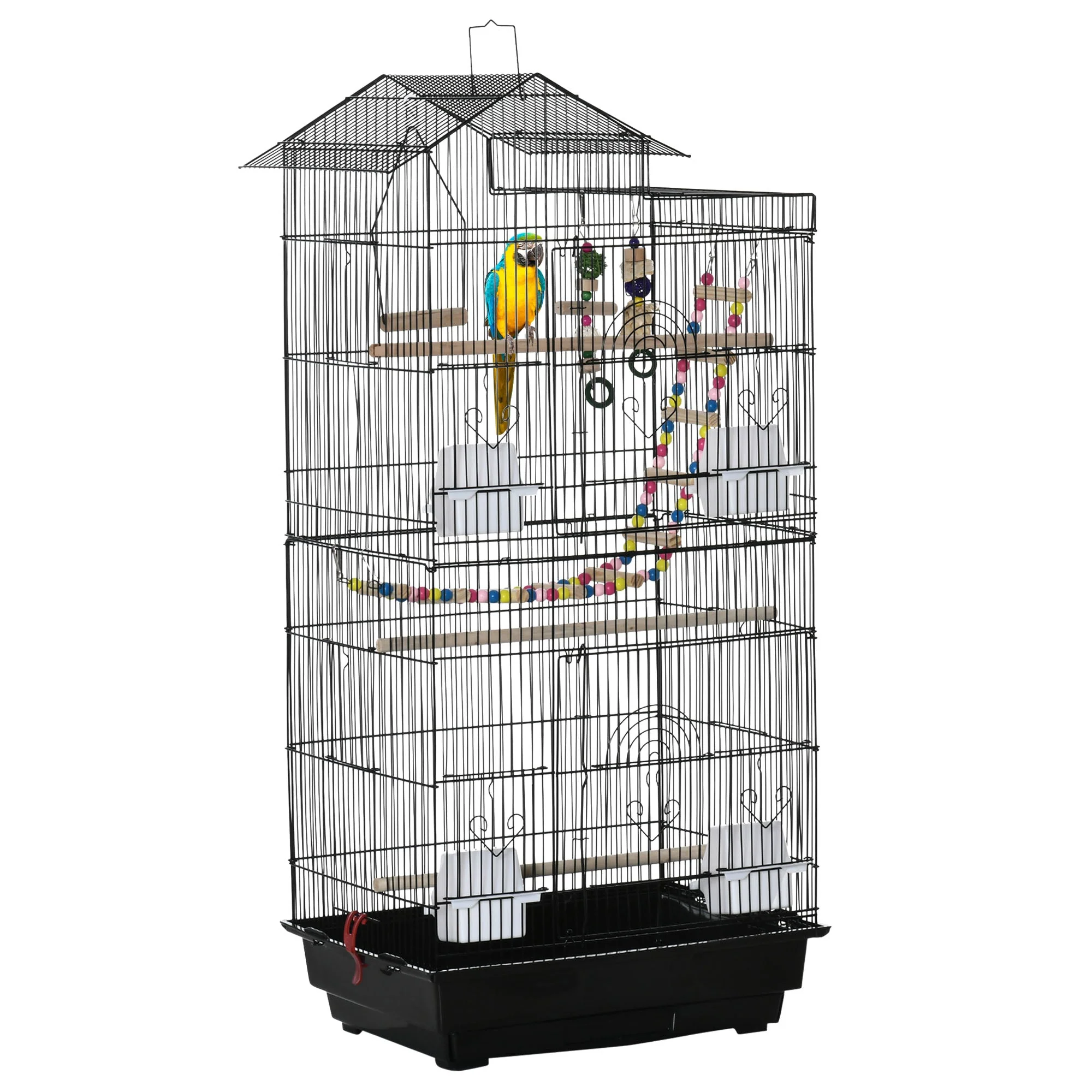 Highrise 100cm Bird Cage Hanging Black by Pawhut - Image 4
