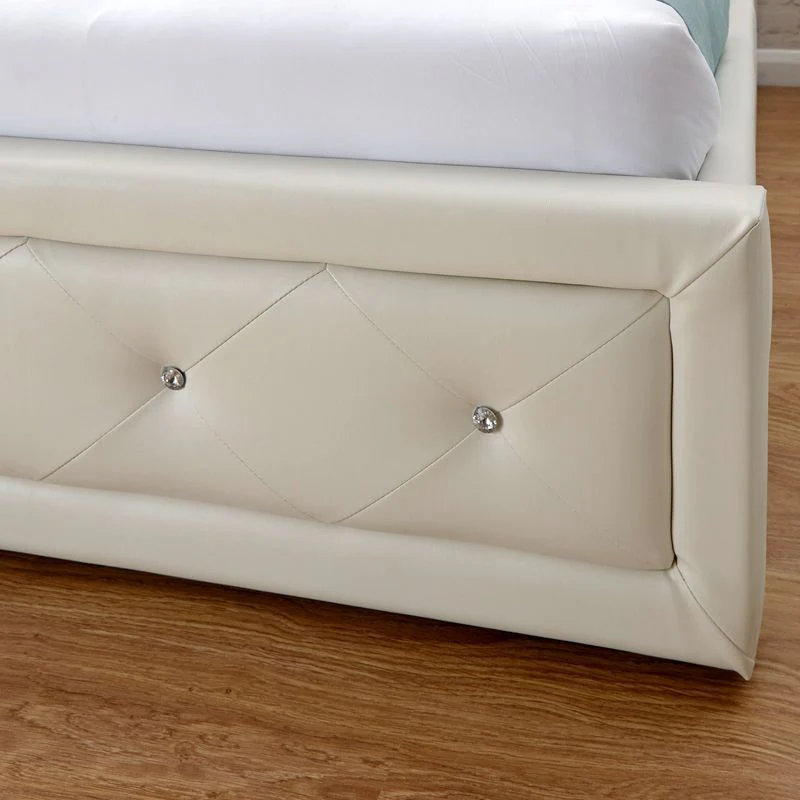 Hollywood King Size Ottoman Bed Faux Leather White 5 x 7ft - Image 3
