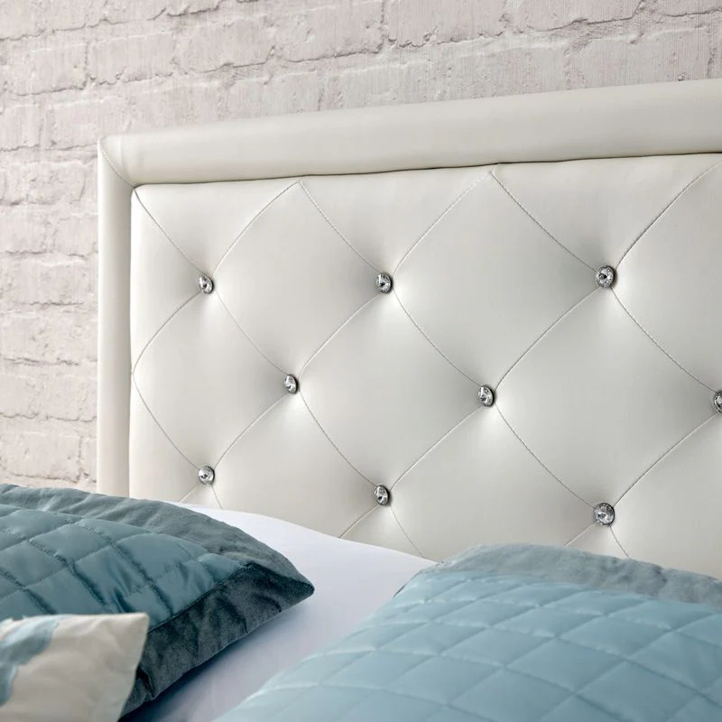 Hollywood King Size Ottoman Bed Faux Leather White 5 x 7ft - Image 4