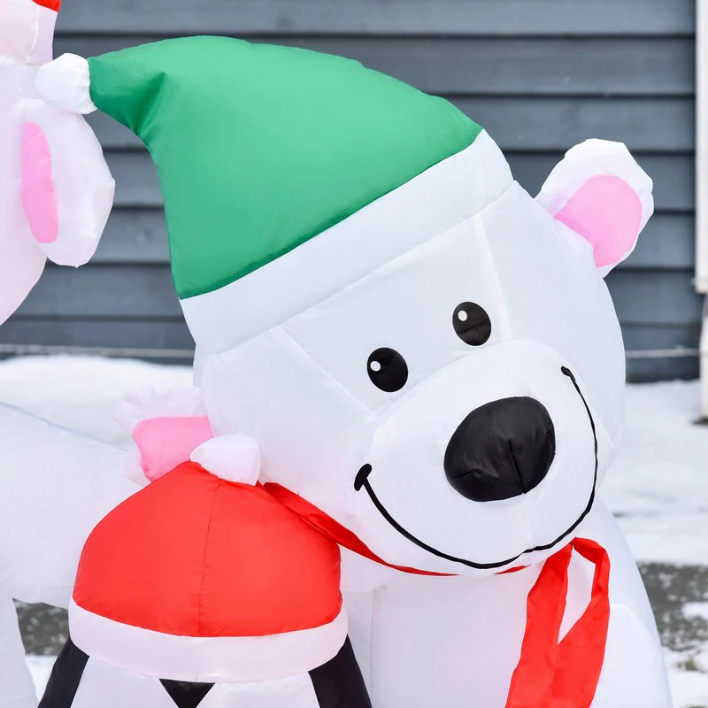 Homcom 1.1m Christmas Inflatables with Bears and Penguin Xmas Decoration Outdoor Home - Image 7