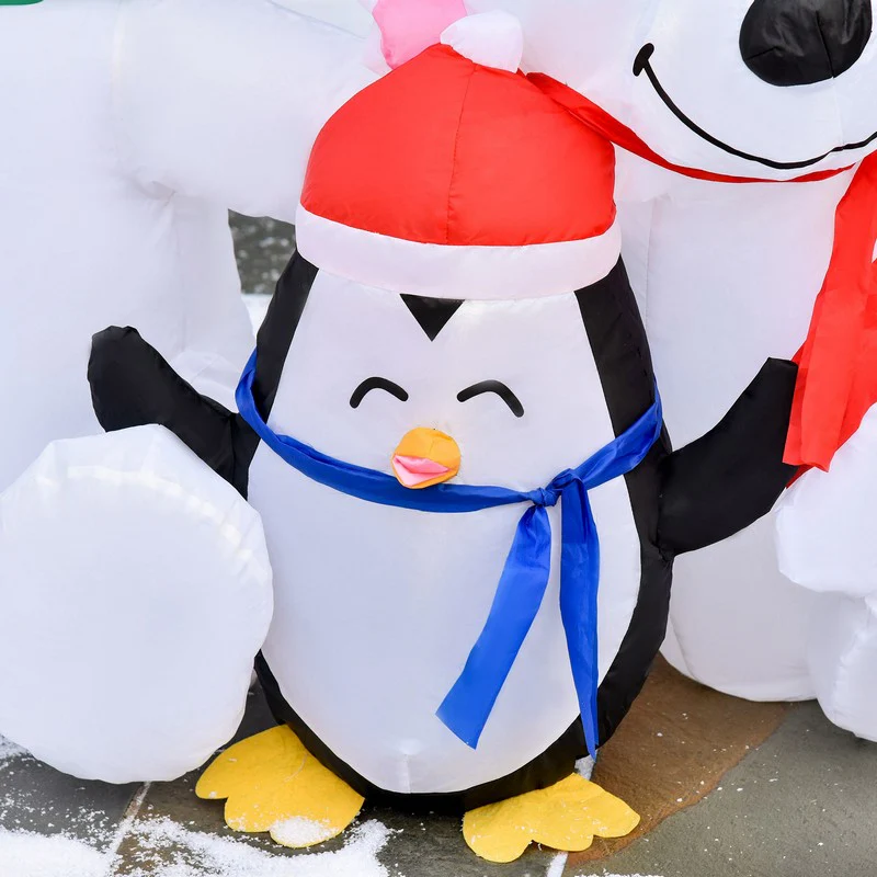 Homcom 1.1m Christmas Inflatables with Bears and Penguin Xmas Decoration Outdoor Home - Image 8