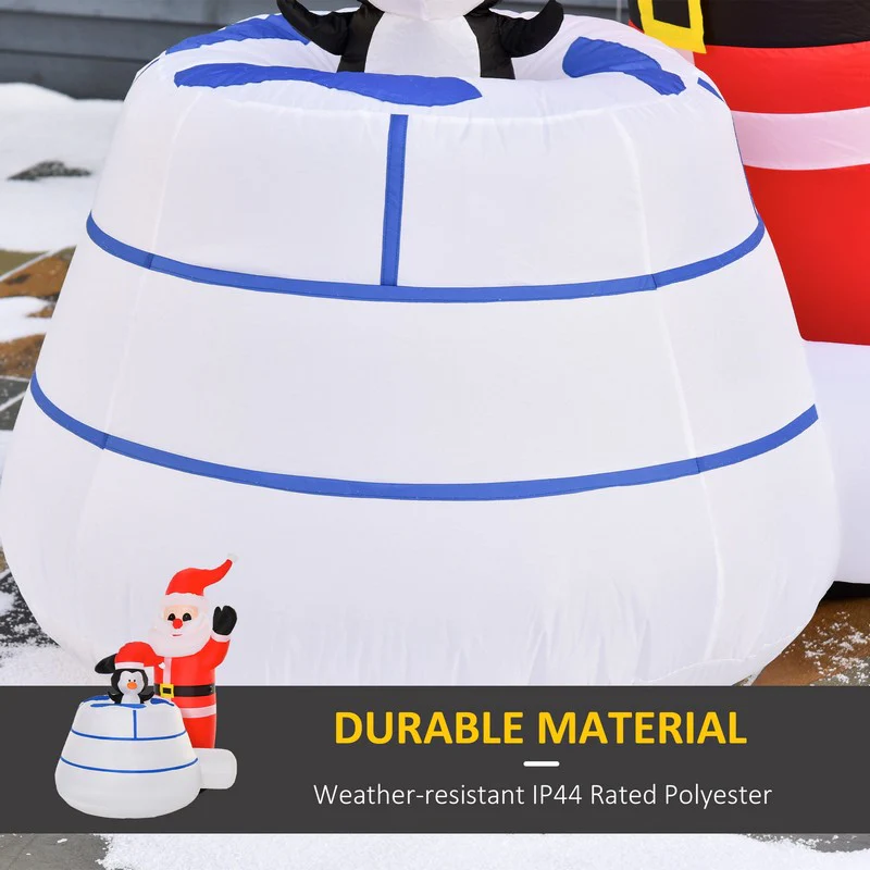 Homcom 1.6m Christmas Inflatable Penguin Santa Claus w/ Ice House Built-in LED Outdoor - Image 5