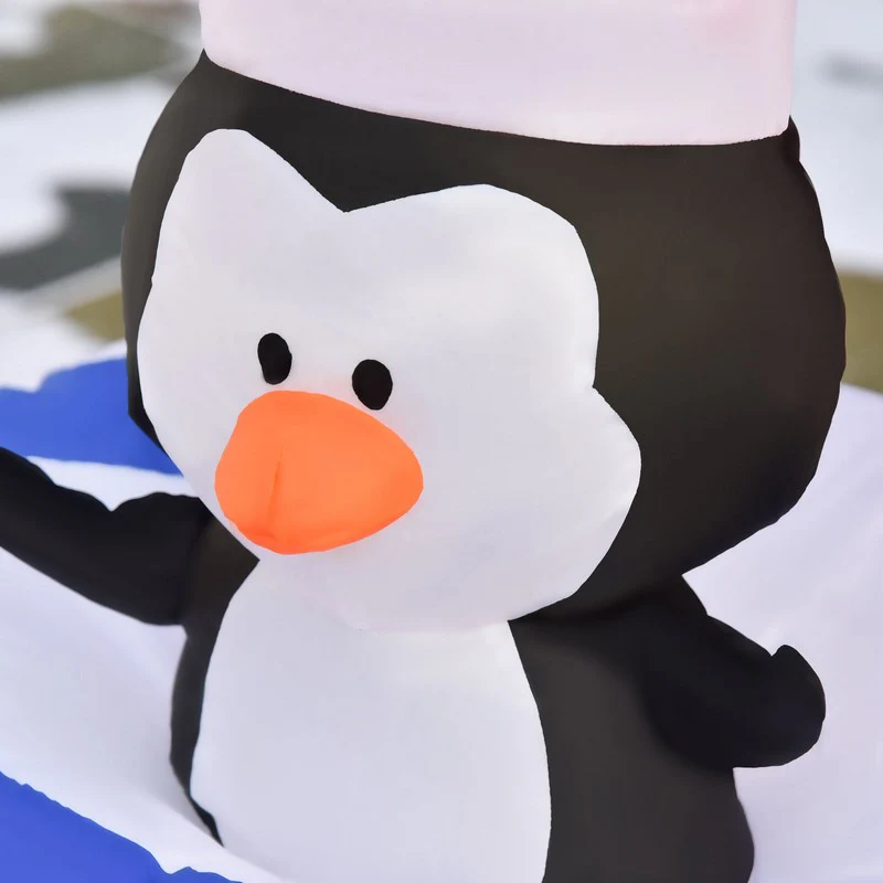 Homcom 1.6m Christmas Inflatable Penguin Santa Claus w/ Ice House Built-in LED Outdoor - Image 9