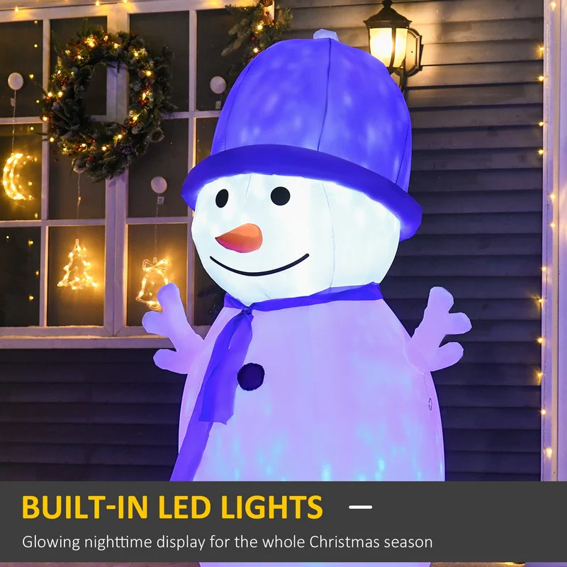 Homcom 1.8m Christmas Inflatable Snowman Outdoor Blow Up Decoration for Garden Lawn - Image 4
