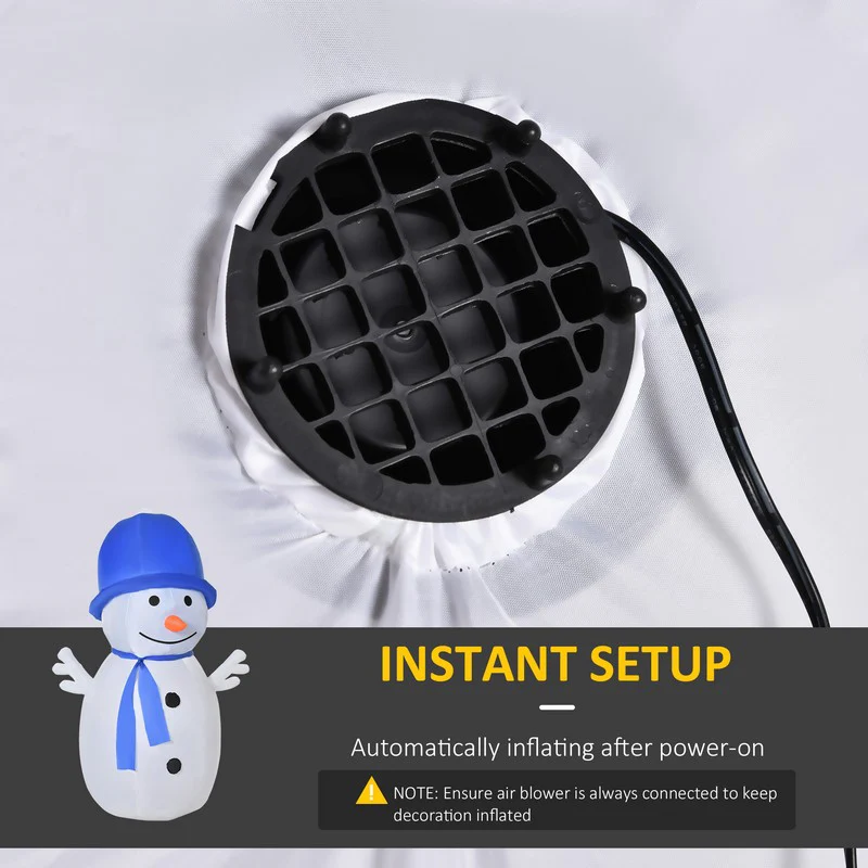 Homcom 1.8m Christmas Inflatable Snowman Outdoor Blow Up Decoration for Garden Lawn - Image 6