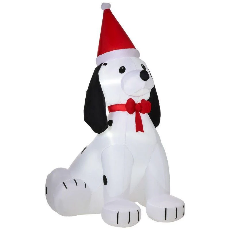 Homcom 1.8m Inflatable Christmas Puppy Dog with Santa Hat Lighted Blow Up Decoration - Image 2