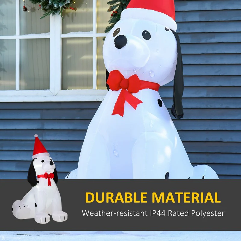 Homcom 1.8m Inflatable Christmas Puppy Dog with Santa Hat Lighted Blow Up Decoration - Image 5