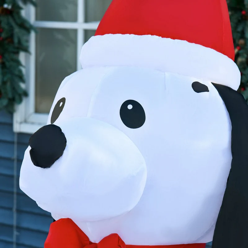 Homcom 1.8m Inflatable Christmas Puppy Dog with Santa Hat Lighted Blow Up Decoration - Image 9