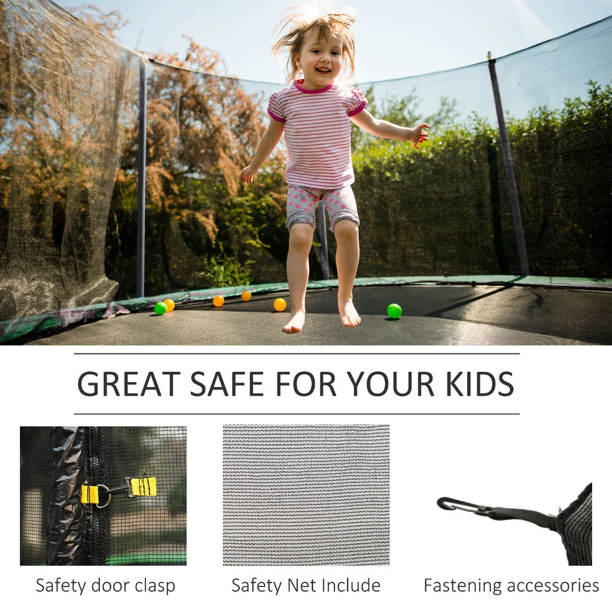 Homcom 10Ft Trampoline Net Replacement Enclosure Black - Image 5
