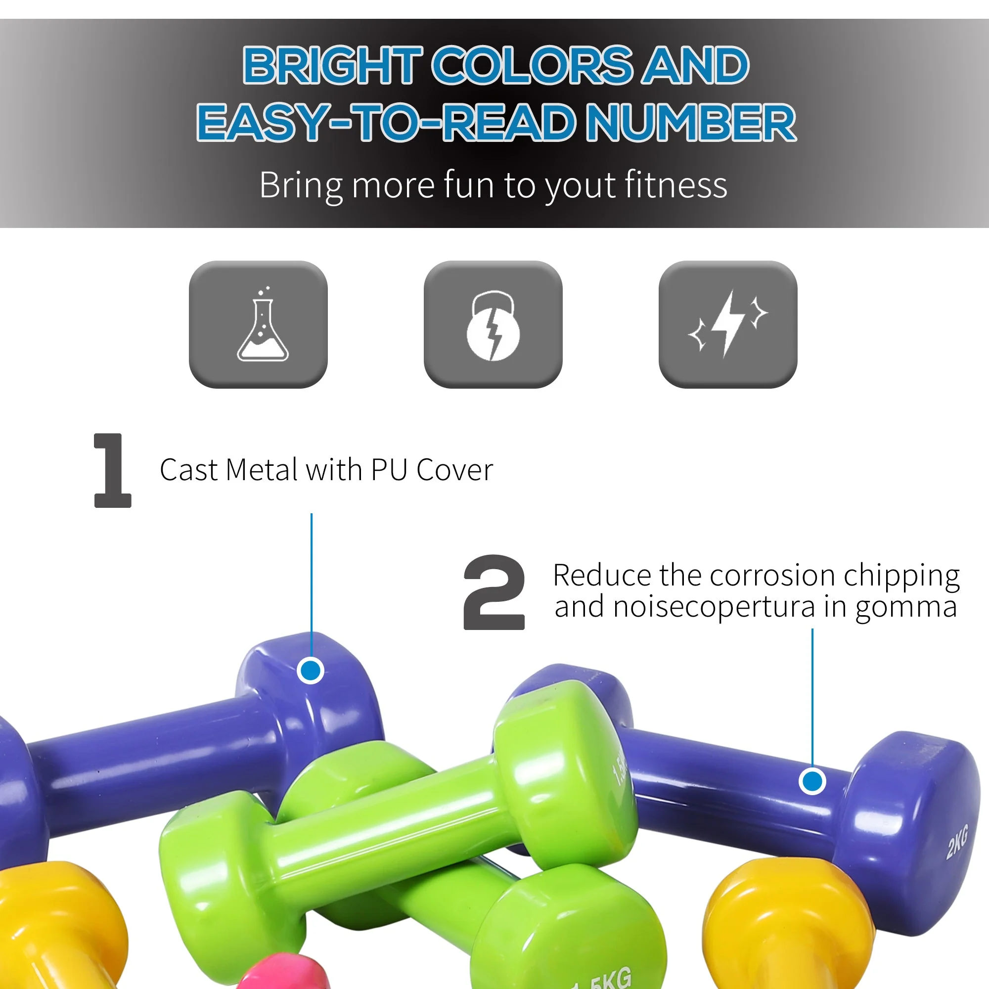 Homcom 10KG Dumbbells Set with Carry Case - Image 5