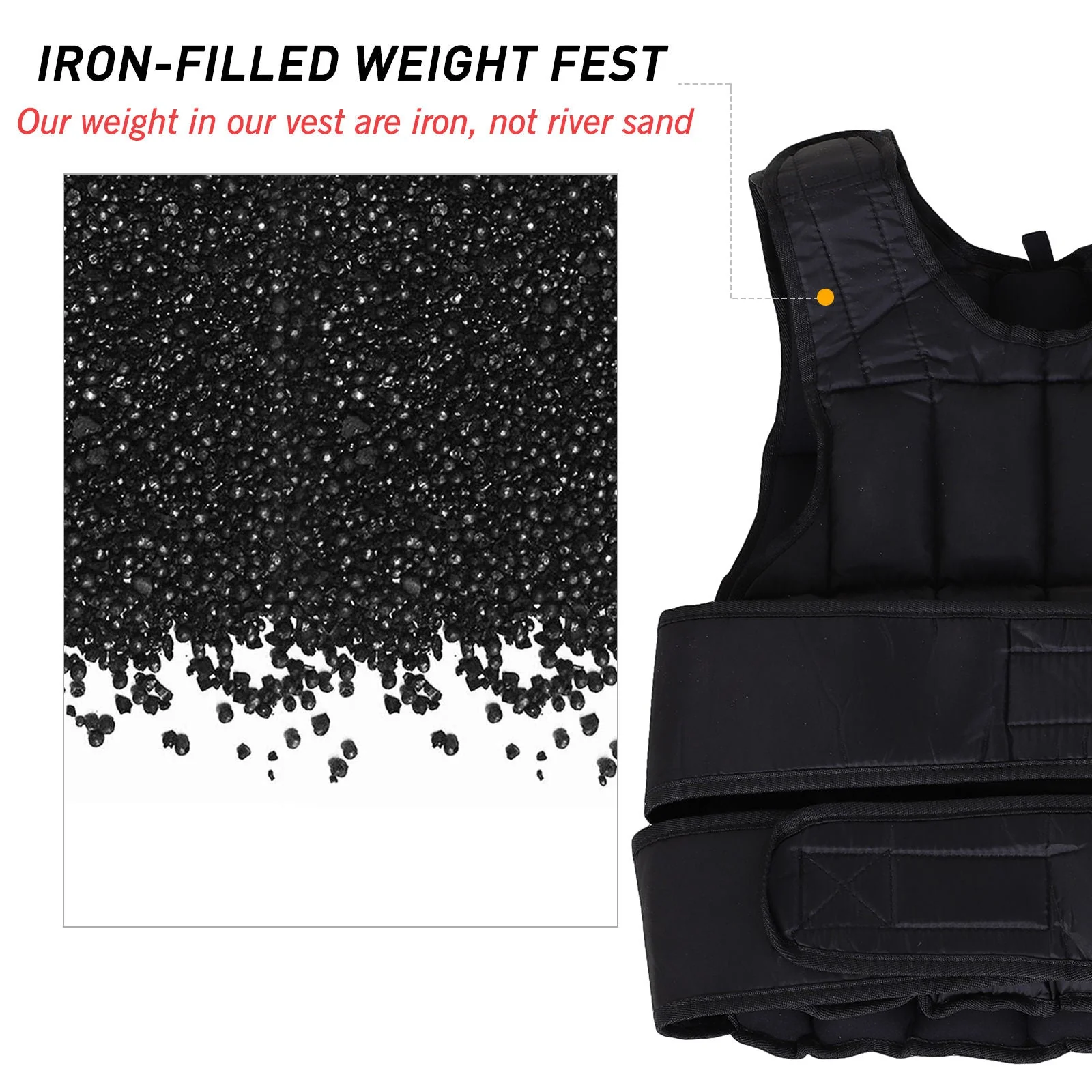 Homcom 10kg Metal Sand Weight Adjustable Unisex Trainer Vest Black/Red - Image 5