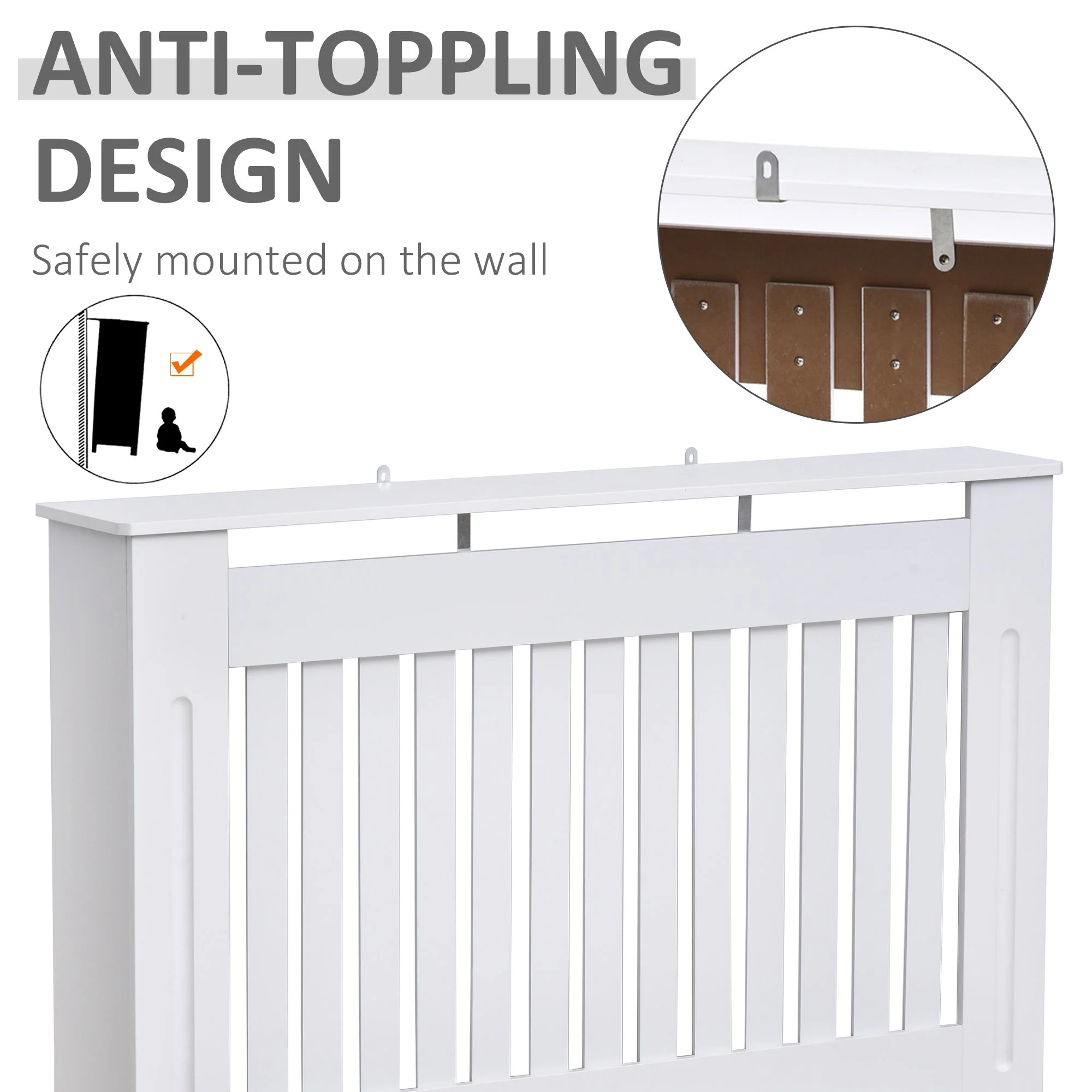 Homcom 112L x 19W x 81H cm Medium-density fibreboard Radiator Cover-White - Image 6