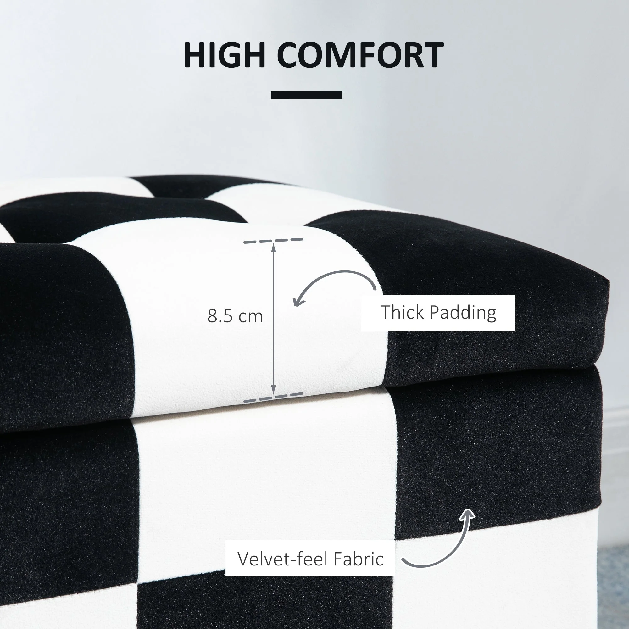 Homcom 114 x 47 x 47cm Velvet Storage Ottoman - Image 5