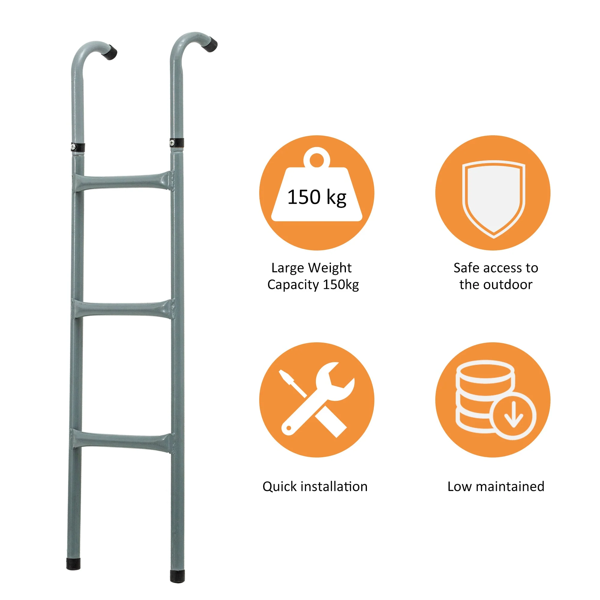 Homcom 12/14ft Trampoline Ladder Galvanized w/ Non-slip Mat - Image 5