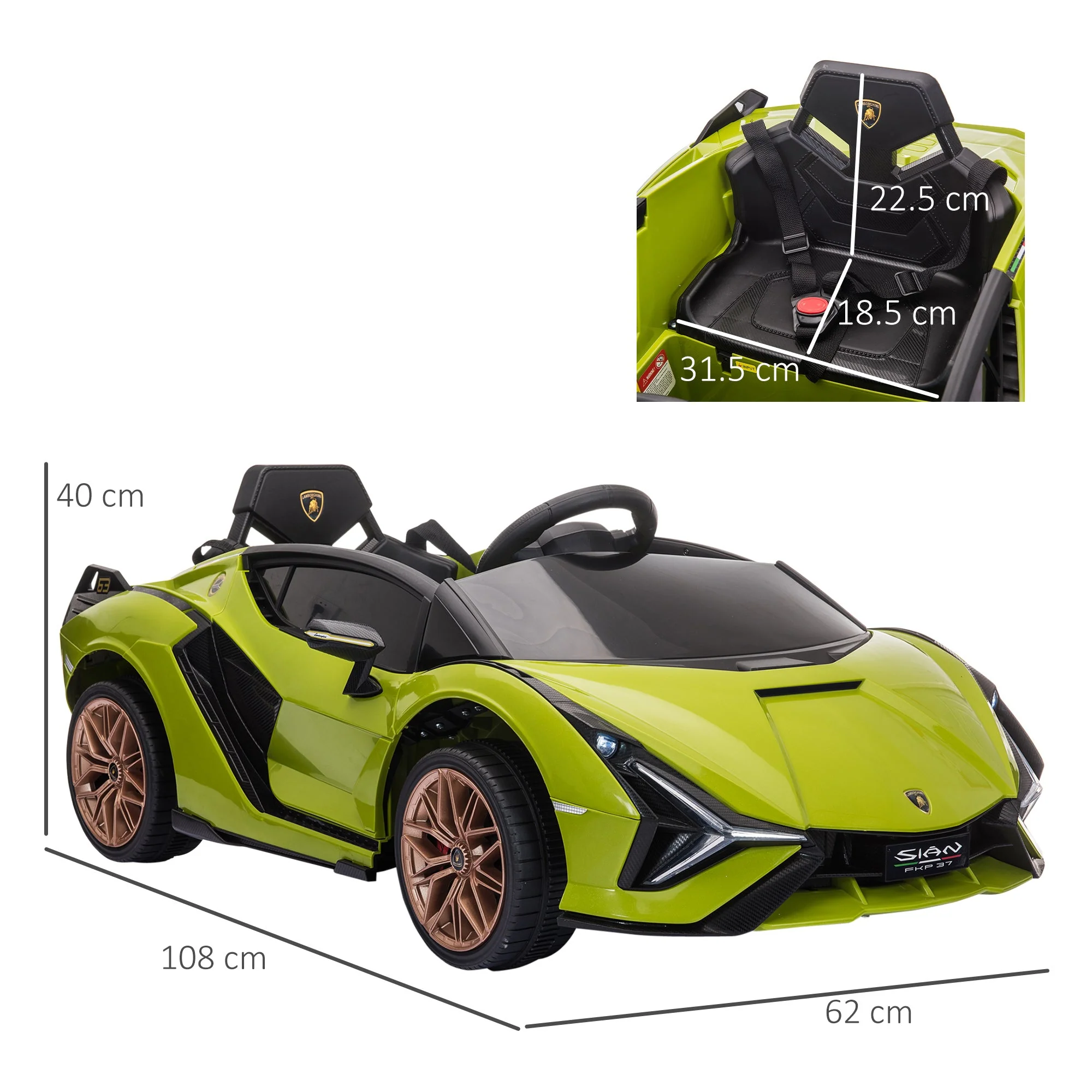 Homcom 12V Kids Electric Ride On Car 2 Motors Licensed Toy Car With Remote Control Music Lights Mp3 For 3-5 Years Green - Image 2