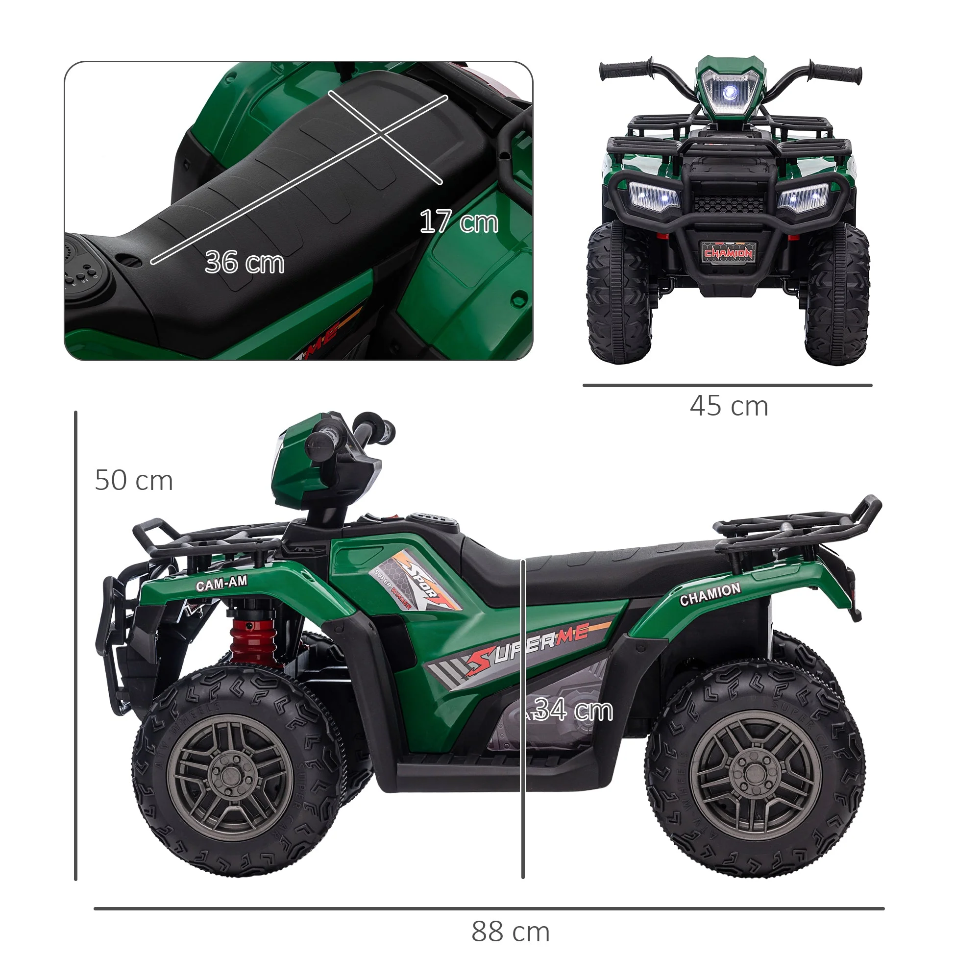 Homcom 12V Kids Quad Bike With Forward Reverse Functions - Image 2