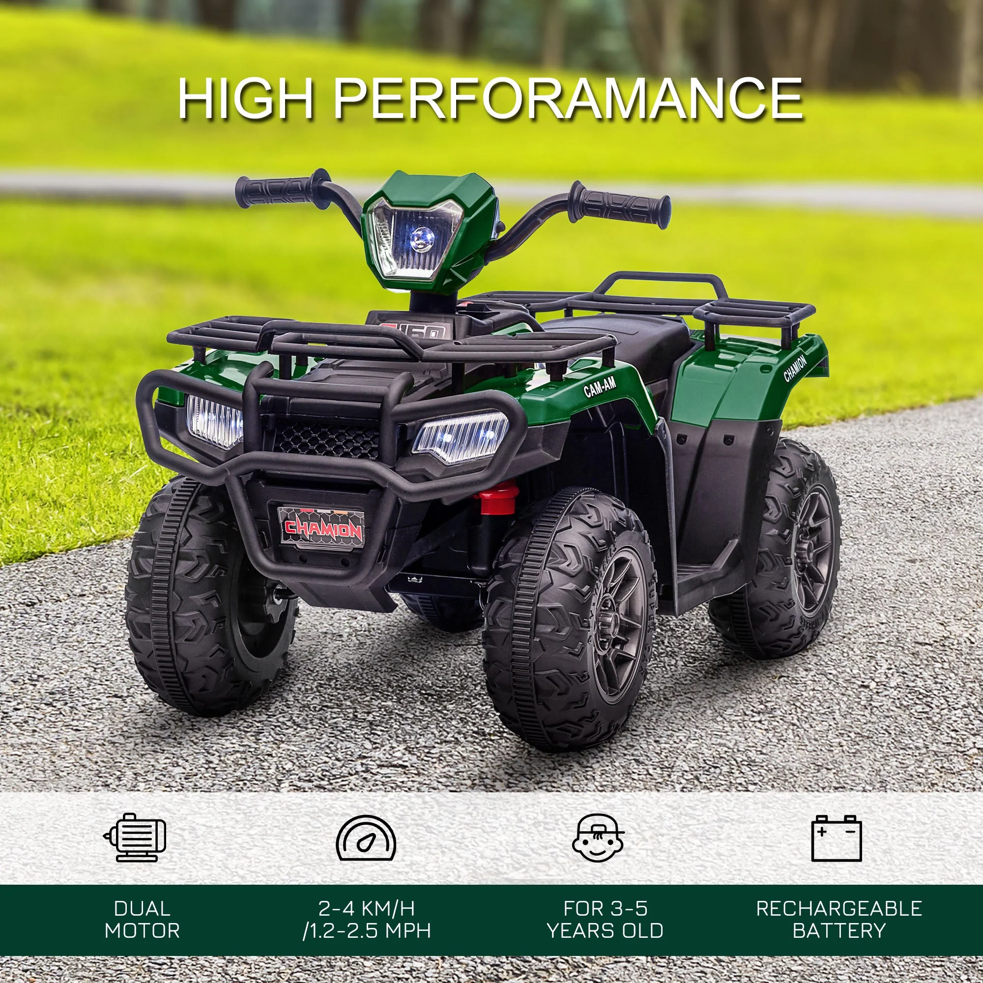 Homcom 12V Kids Quad Bike With Forward Reverse Functions - Image 3