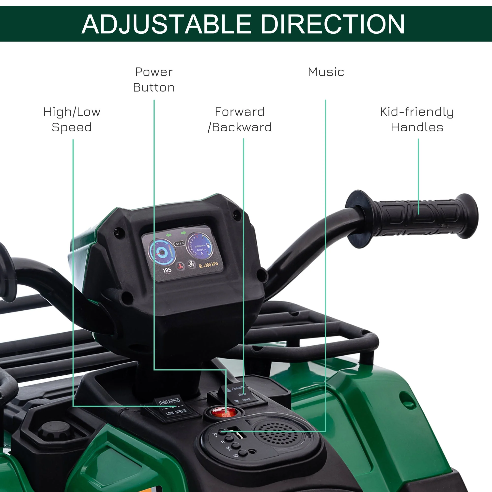 Homcom 12V Kids Quad Bike With Forward Reverse Functions - Image 4