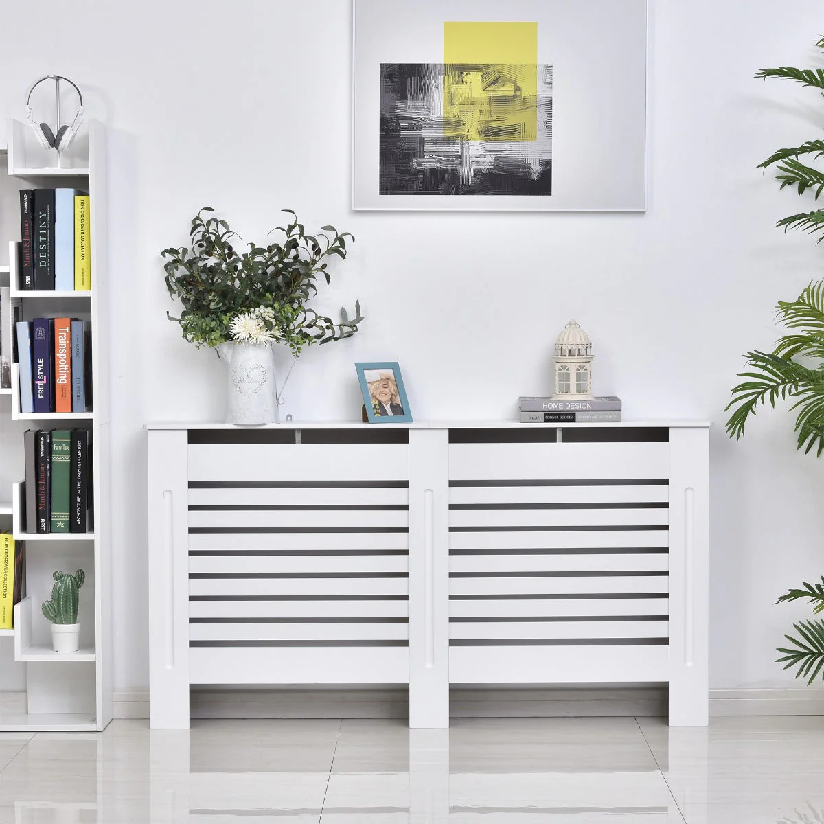 Homcom 152Lx19Wx81H cm Medium-density fibreboard Radiator Cover-White - Image 2