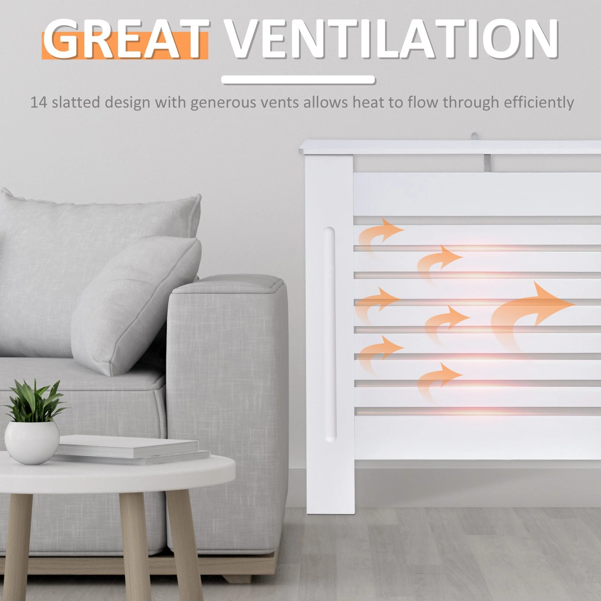 Homcom 152Lx19Wx81H cm Medium-density fibreboard Radiator Cover-White - Image 4