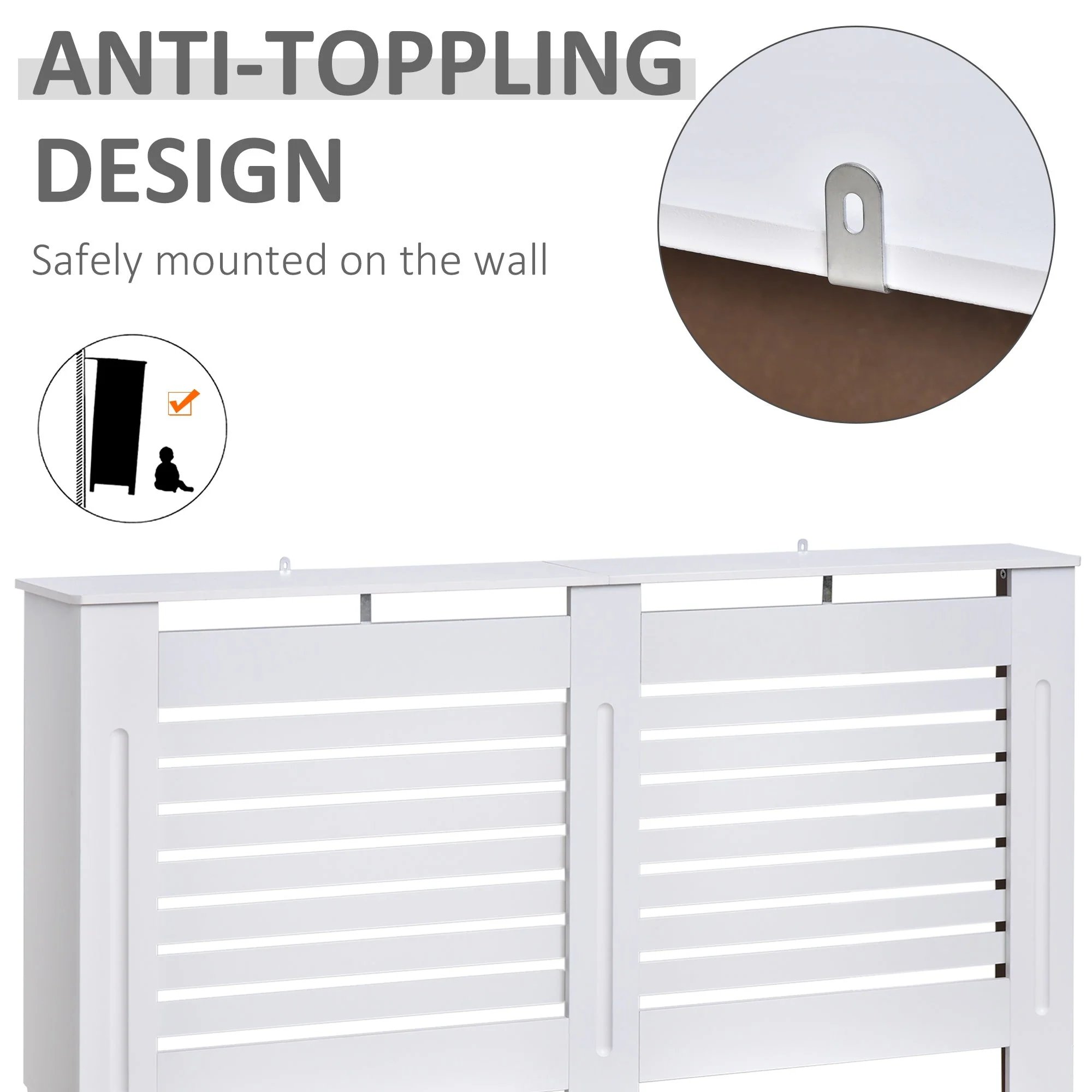 Homcom 152Lx19Wx81H cm Medium-density fibreboard Radiator Cover-White - Image 6