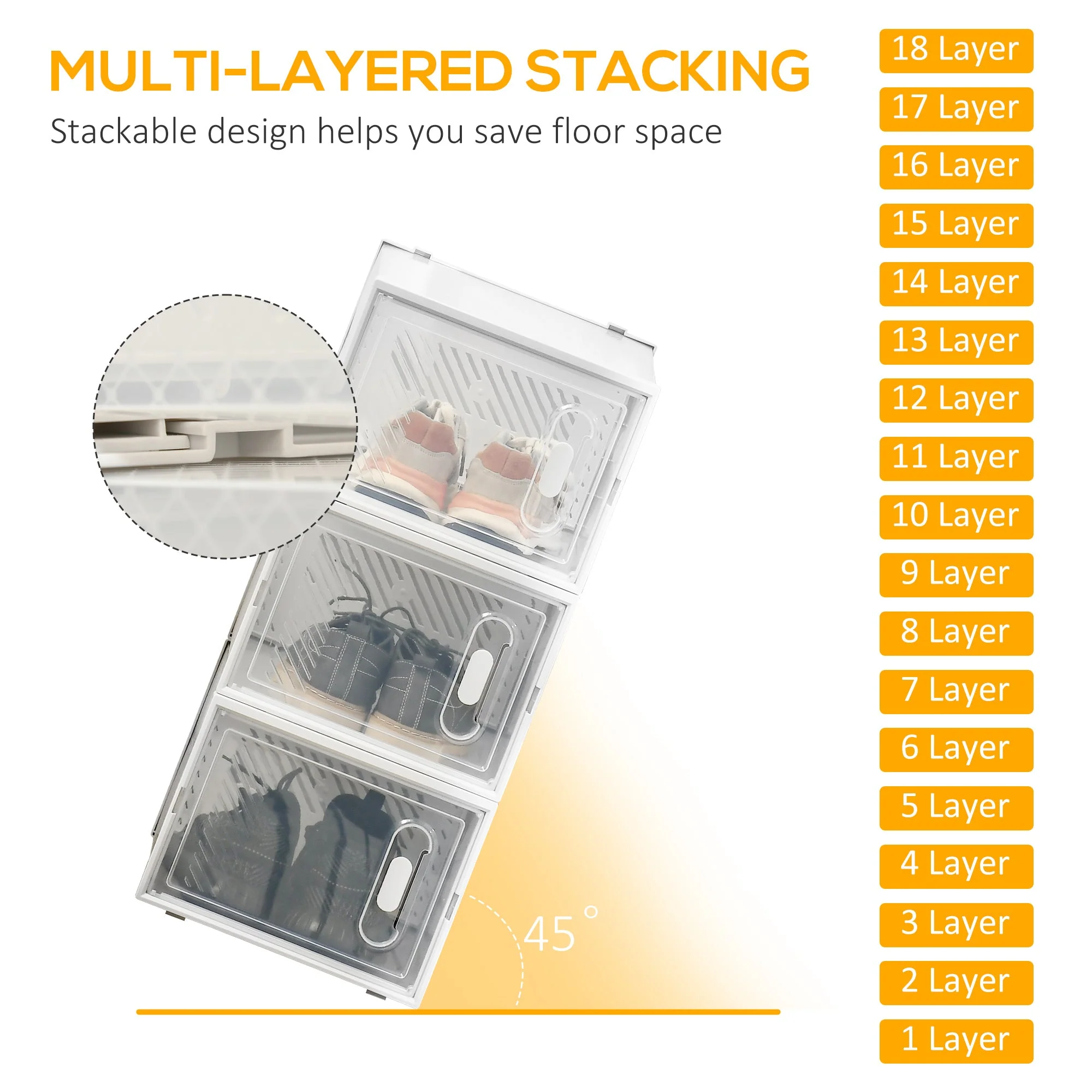 Homcom 18PCS Clear Shoe Box - Image 3