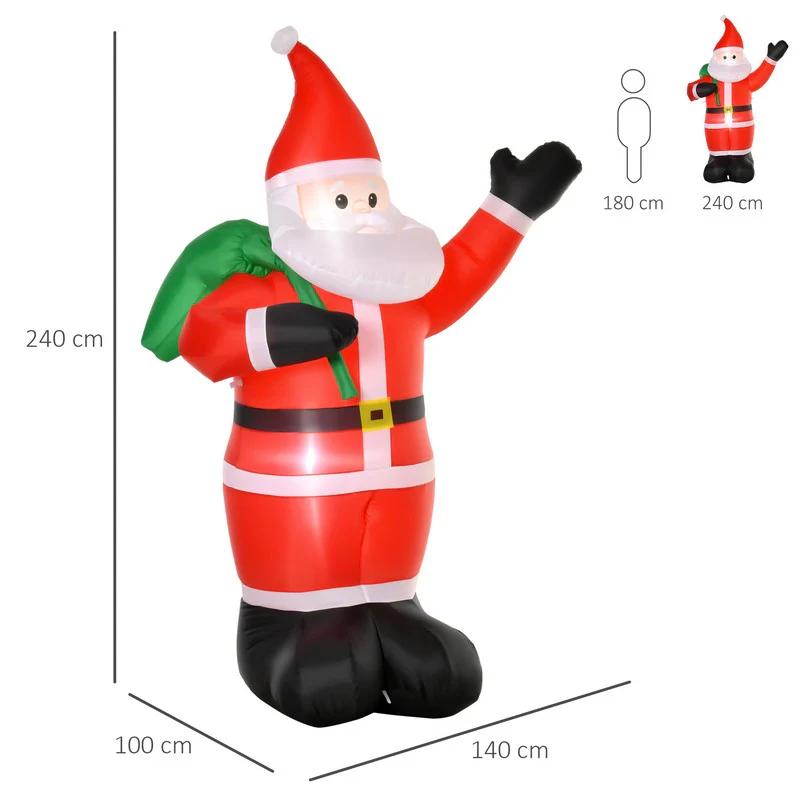 Homcom 2.4m LED Polyester Santa Claus Christmas Inflatable - Image 3