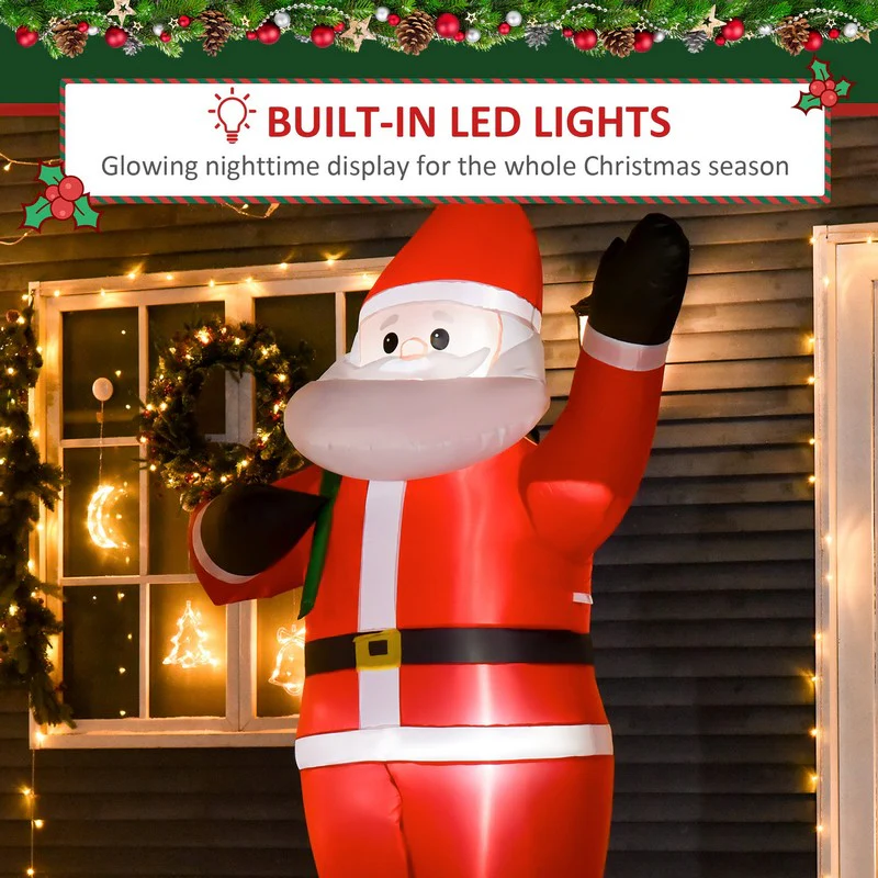 Homcom 2.4m LED Polyester Santa Claus Christmas Inflatable - Image 4