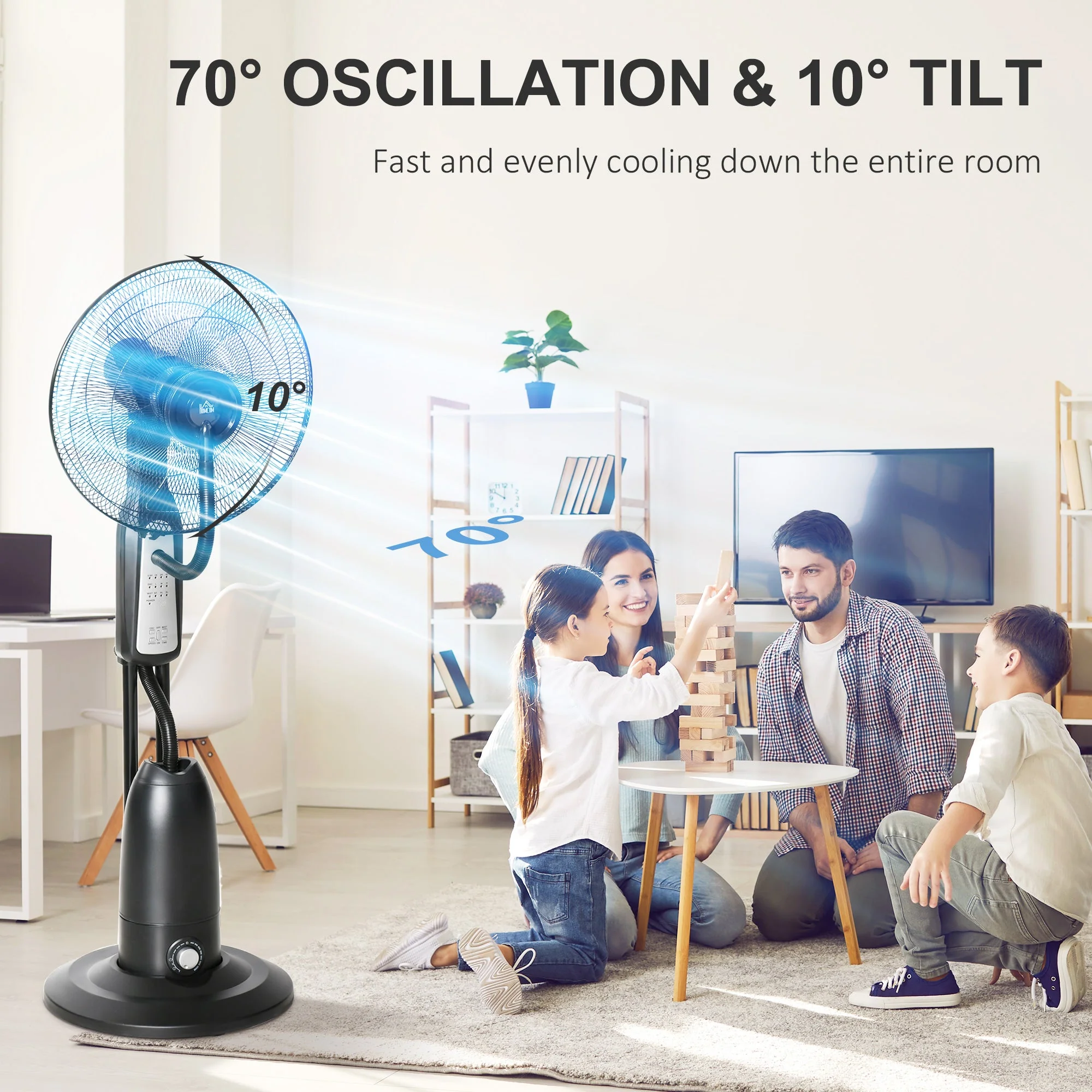 Homcom 2.8 Litre Water Mist Fan With Remote - Image 5