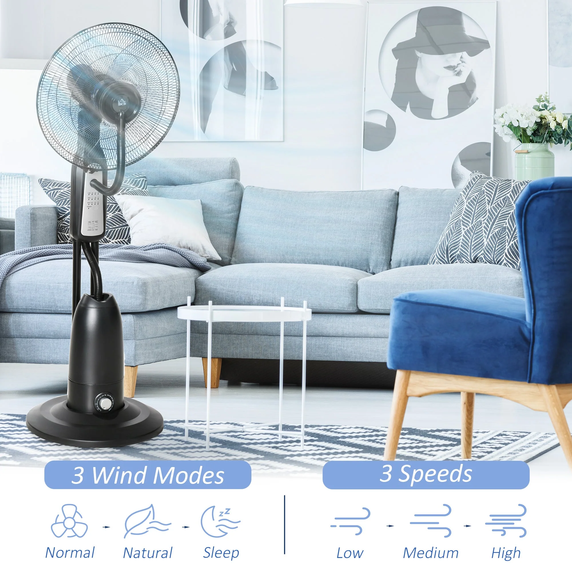 Homcom 2.8 Litre Water Mist Fan With Remote - Image 6