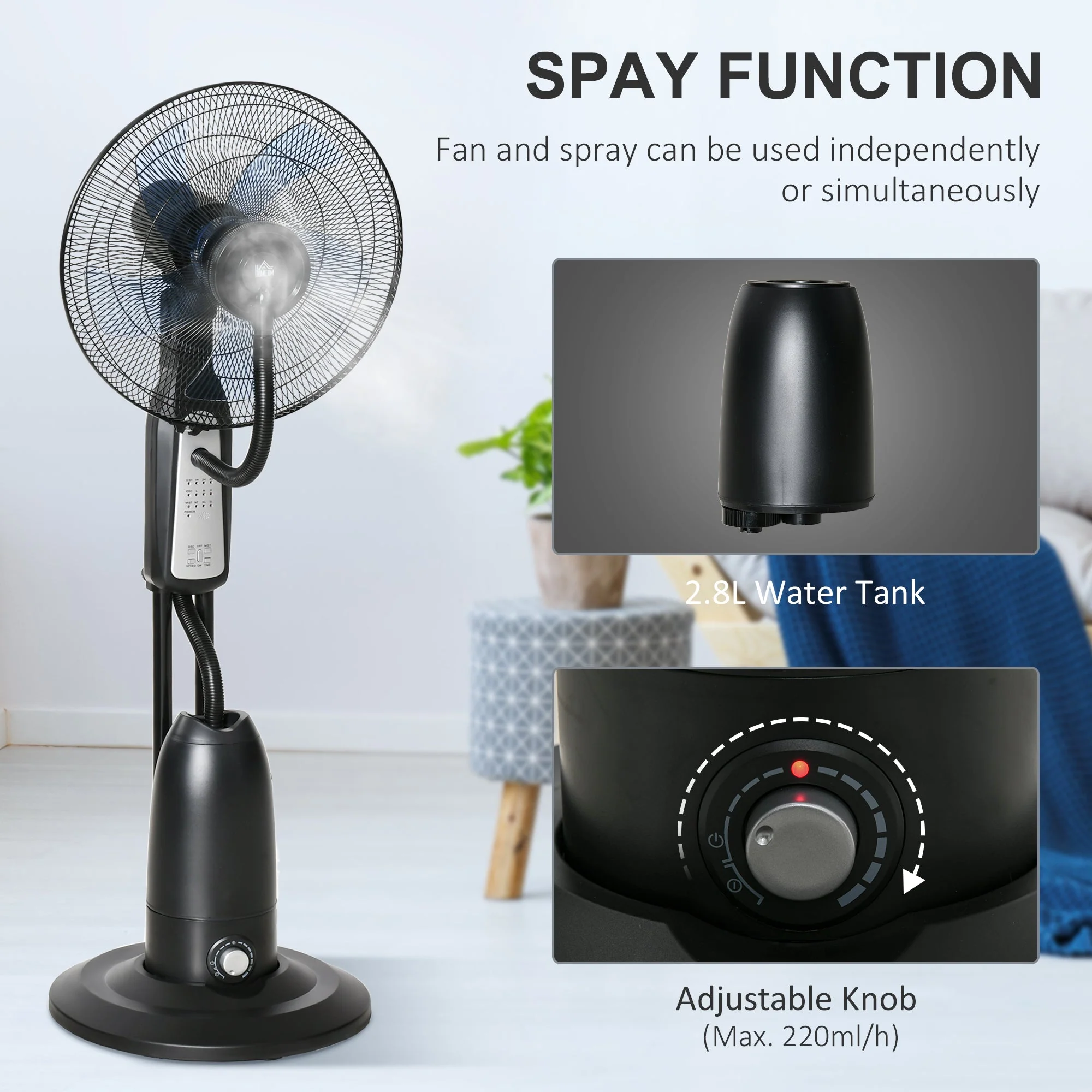 Homcom 2.8 Litre Water Mist Fan With Remote - Image 8
