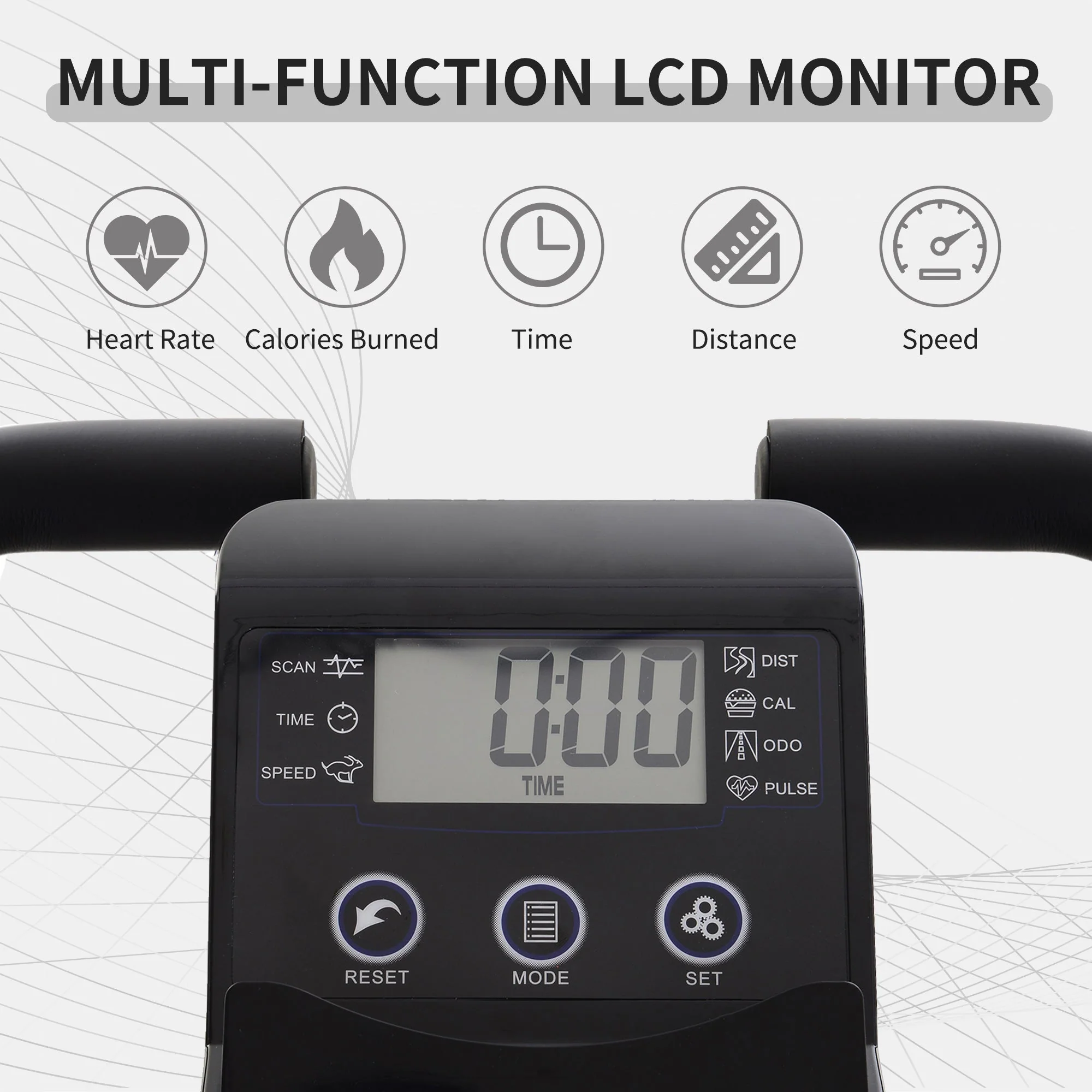 Homcom 2-in-1 Foldable Exercise Bike Recumbent Stationary Bike 8-Level Adjustable Magnetic Resistance with Pulse Sensor LCD Display - Image 4
