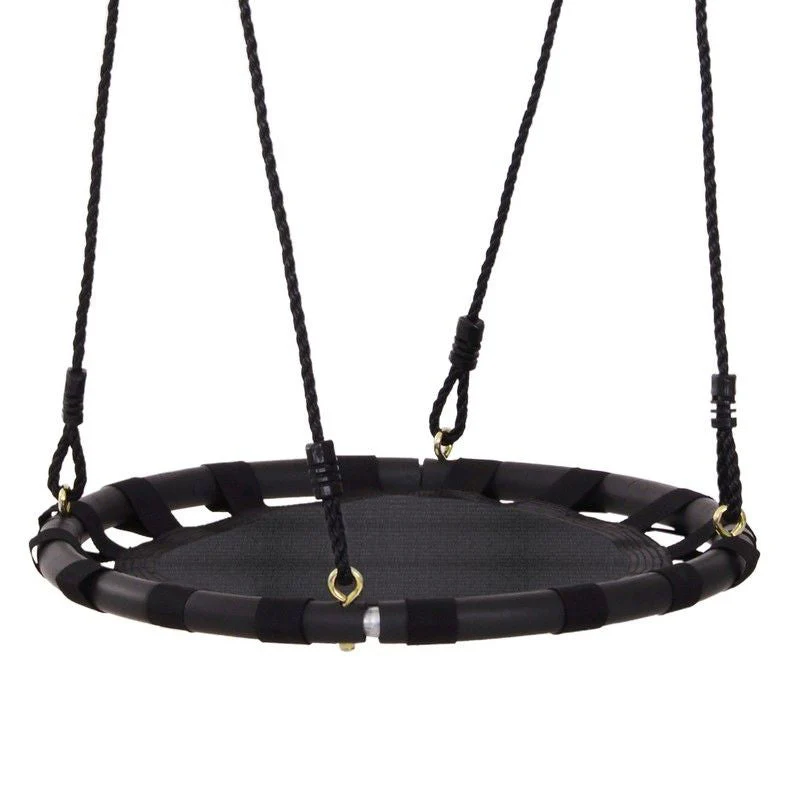 Homcom 23.5 Inch/ 60 cm Kids Nest Swing Seat Round Hanging Tree Metal Frame Backyard Playground Outdoor Garden Backyard Play Toy Black - Image 2
