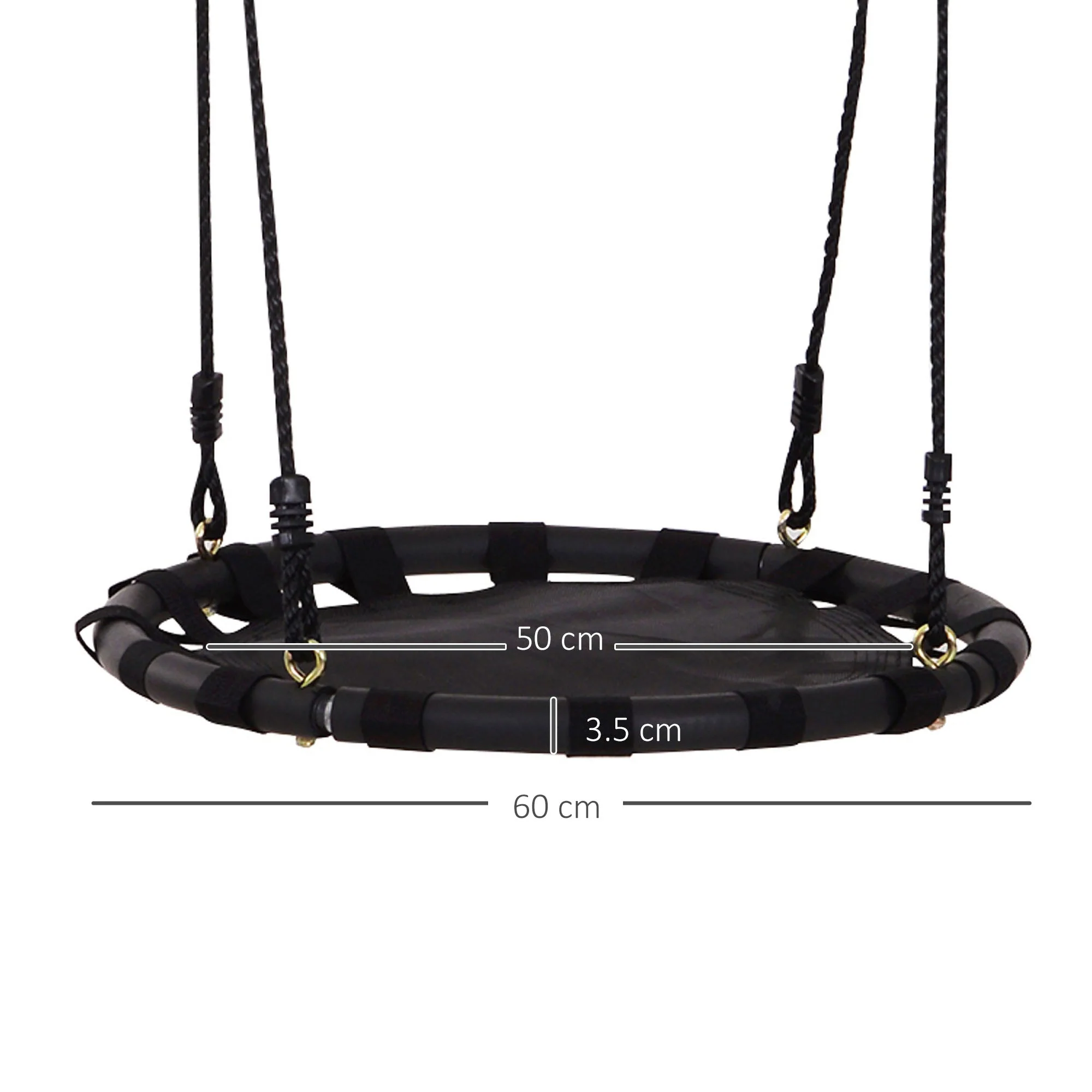 Homcom 23.5 Inch/ 60 cm Kids Nest Swing Seat Round Hanging Tree Metal Frame Backyard Playground Outdoor Garden Backyard Play Toy Black - Image 3