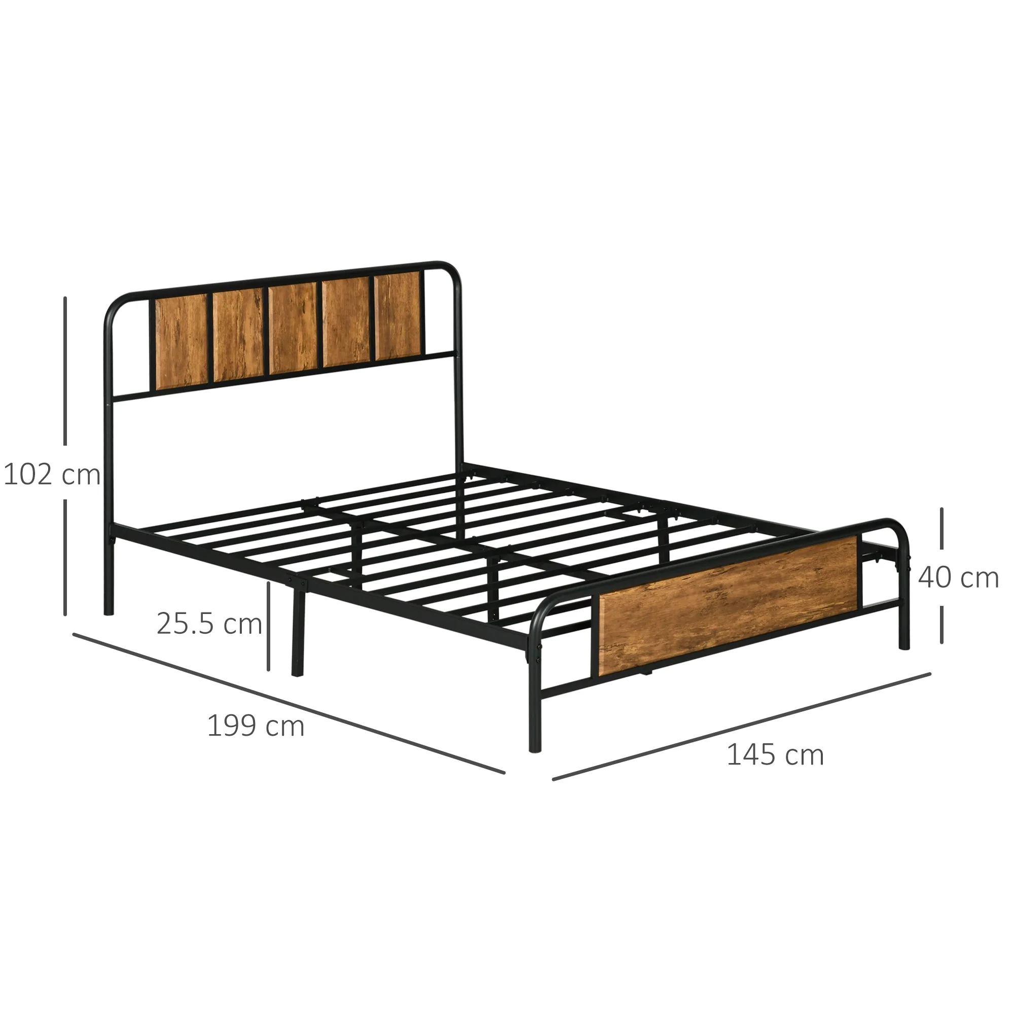 Homcom 25.5cm Double Bed Frame - Image 3