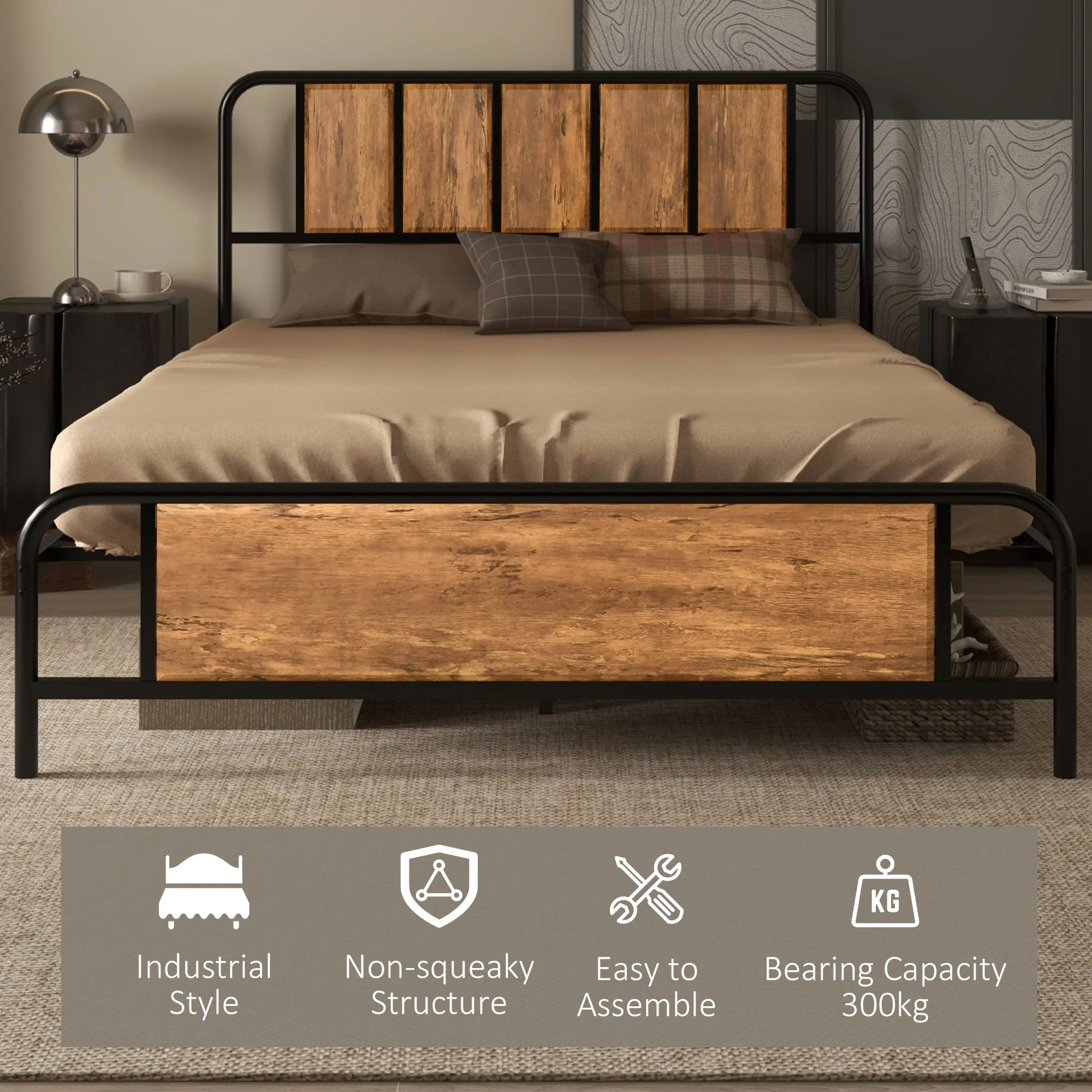 Homcom 25.5cm Double Bed Frame - Image 4