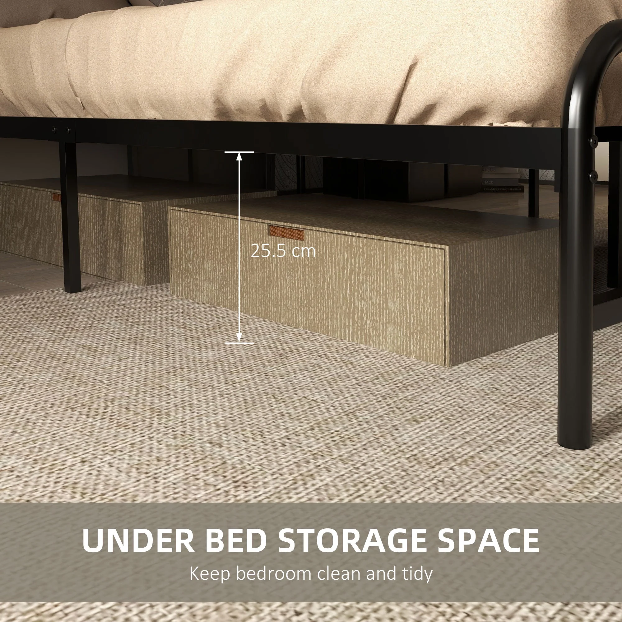 Homcom 25.5cm Double Bed Frame - Image 5