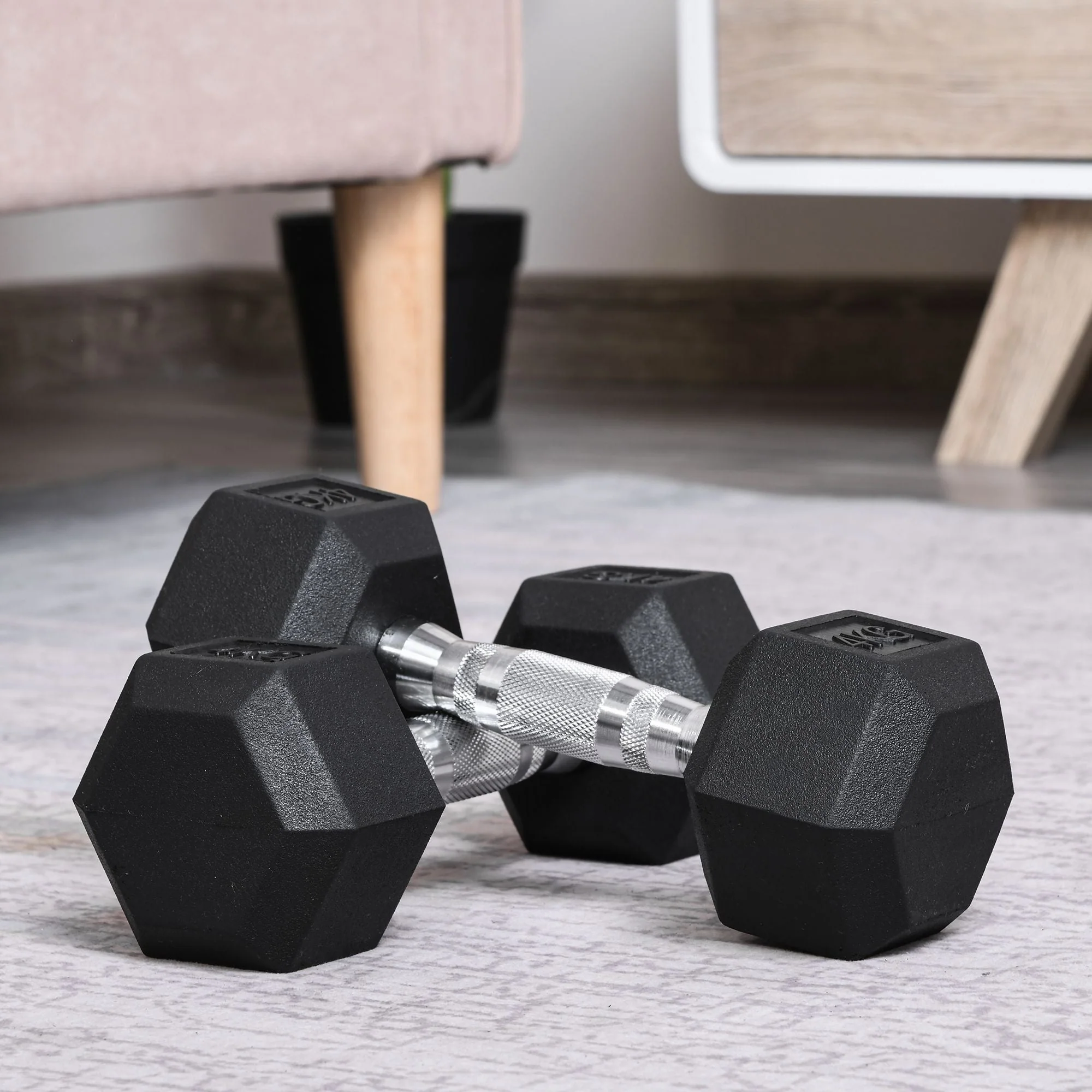 Homcom 2x4kg Rubber Dumbbell Sports Hex Weights Sets Home Gym Fitness Hexagonal Dumbbells Kit Weight Lifting Exercise - Image 2