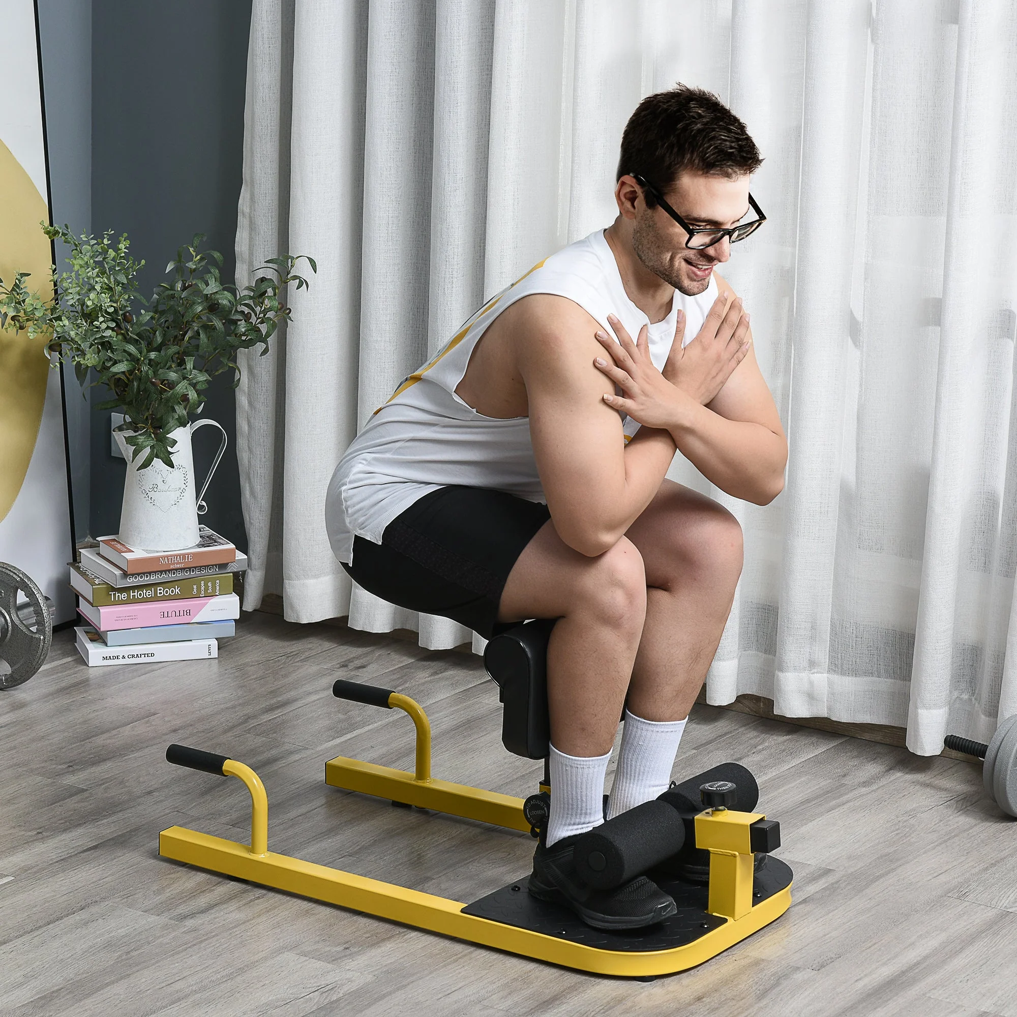 Homcom 3-in-1 Conditioning Compact Full Body Workout Ergonomic Sissy Squat Machine - Image 2