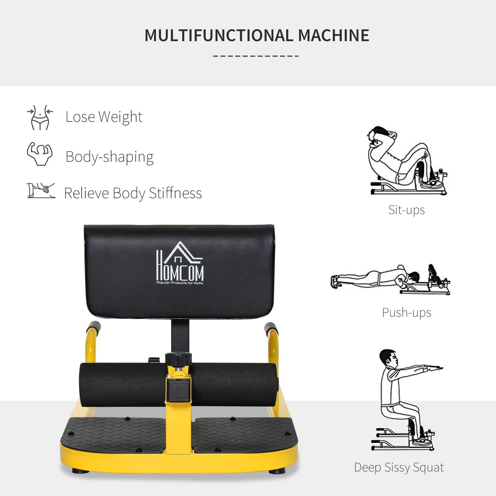 Homcom 3-in-1 Conditioning Compact Full Body Workout Ergonomic Sissy Squat Machine - Image 6