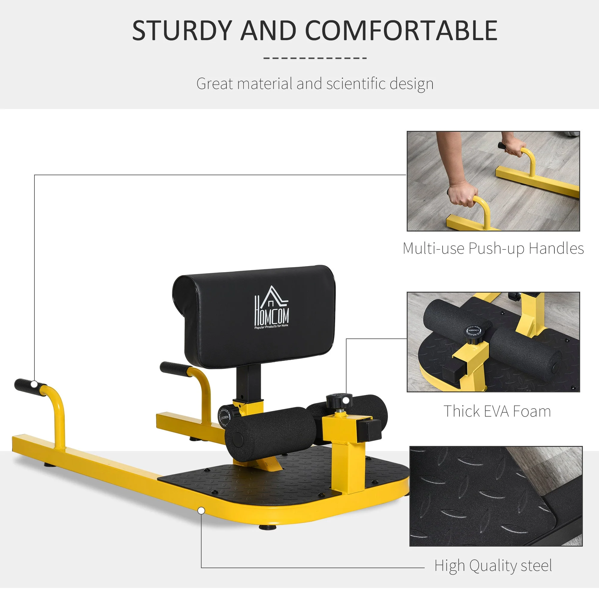 Homcom 3-in-1 Conditioning Compact Full Body Workout Ergonomic Sissy Squat Machine - Image 7