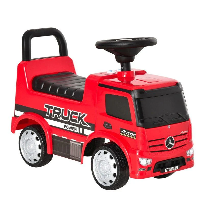 Homcom 3-In-1 Ride On Car Kids Mercedes Truck Storage Handle For 12 - 36 Months Red - Image 2